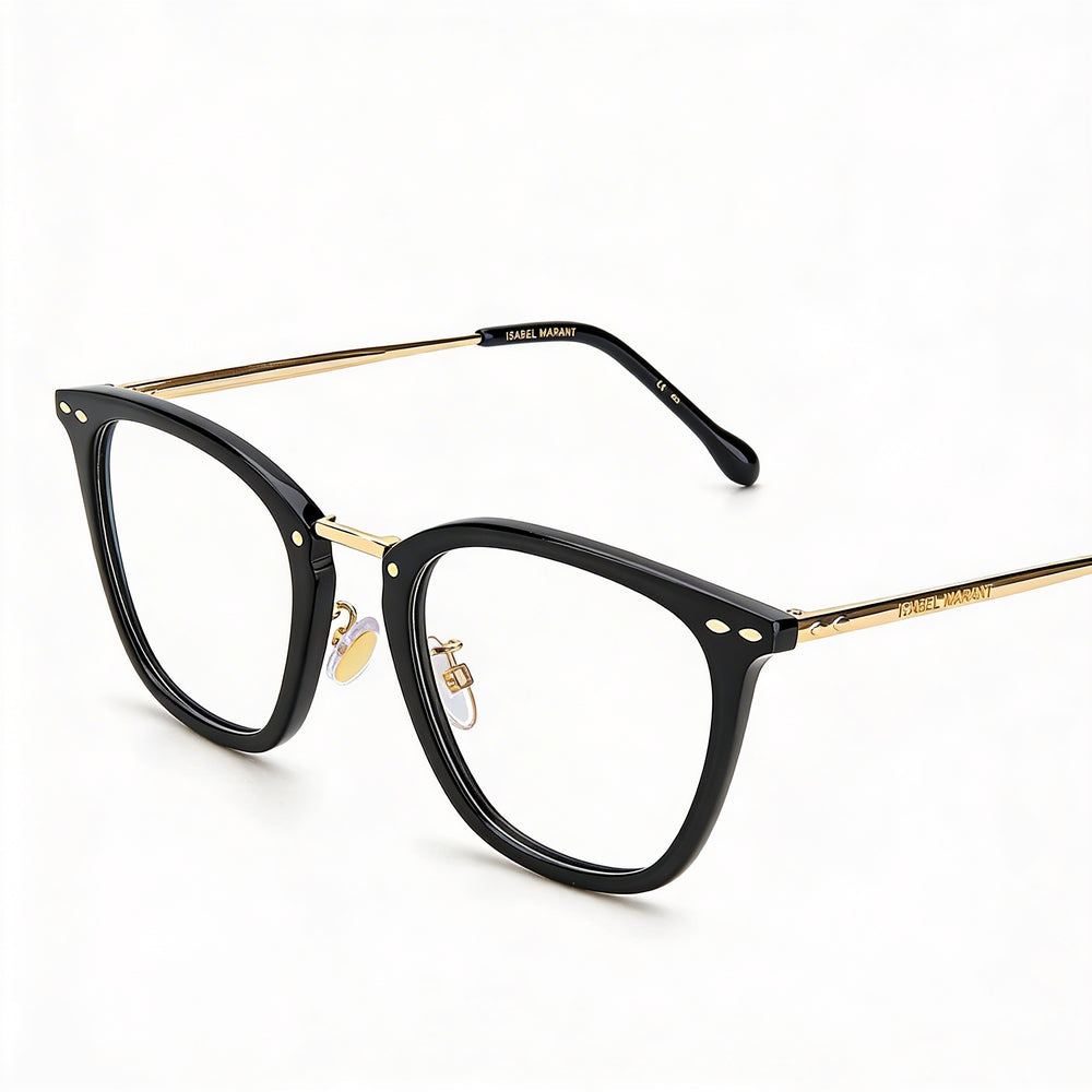 Gafas de sol modernas para mujer Isabel Marant con montura de poliamida negra dorada y ancho de lente de 50 mm