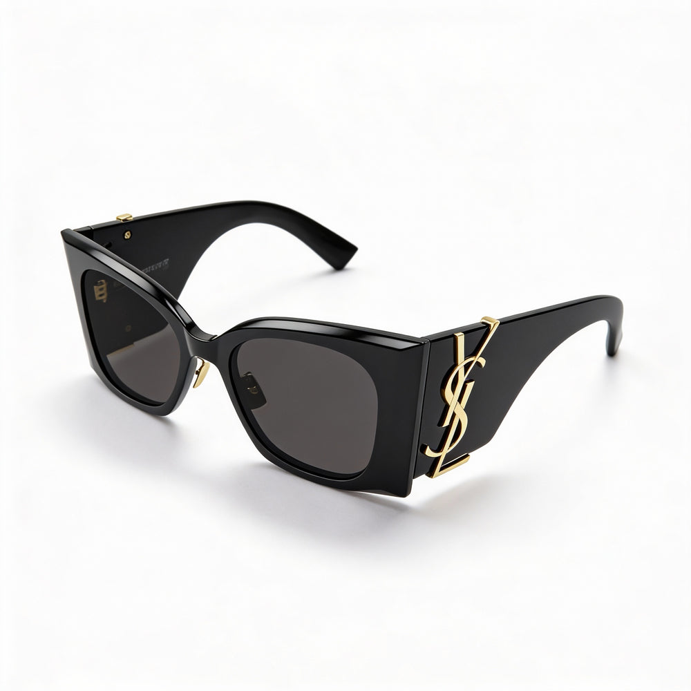Yves Saint Laurent SL M119/F BLAZE Women's Black Full-Rim Butterfly Recycled Acetate Sunglasses 53