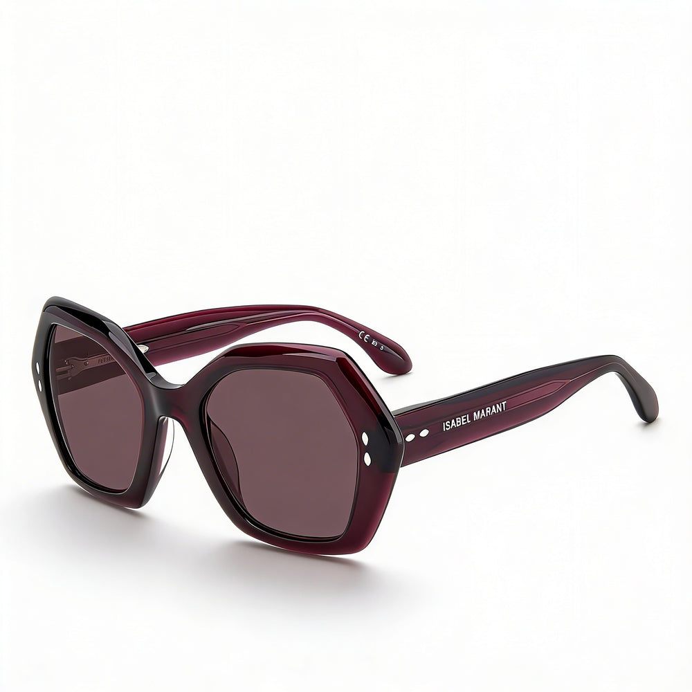 Gafas de sol Isabel Marant para mujer, modernas, de acetato, montura completa, geométricas, octogonales, color ciruela, sin polarizar, 53 mm