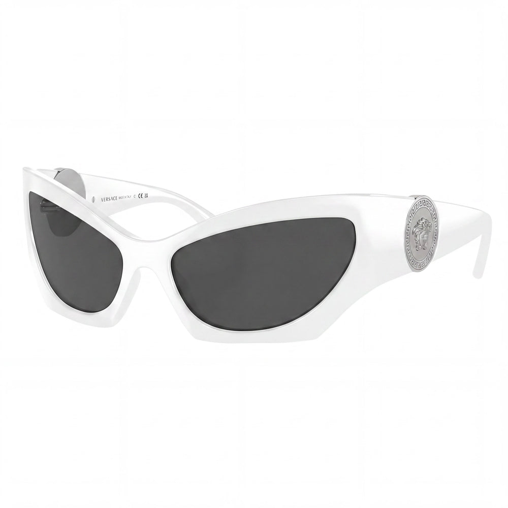 Gafas de sol Versace Classic de acetato para mujer, montura blanca, lentes grises no polarizadas, talla 60-16-125