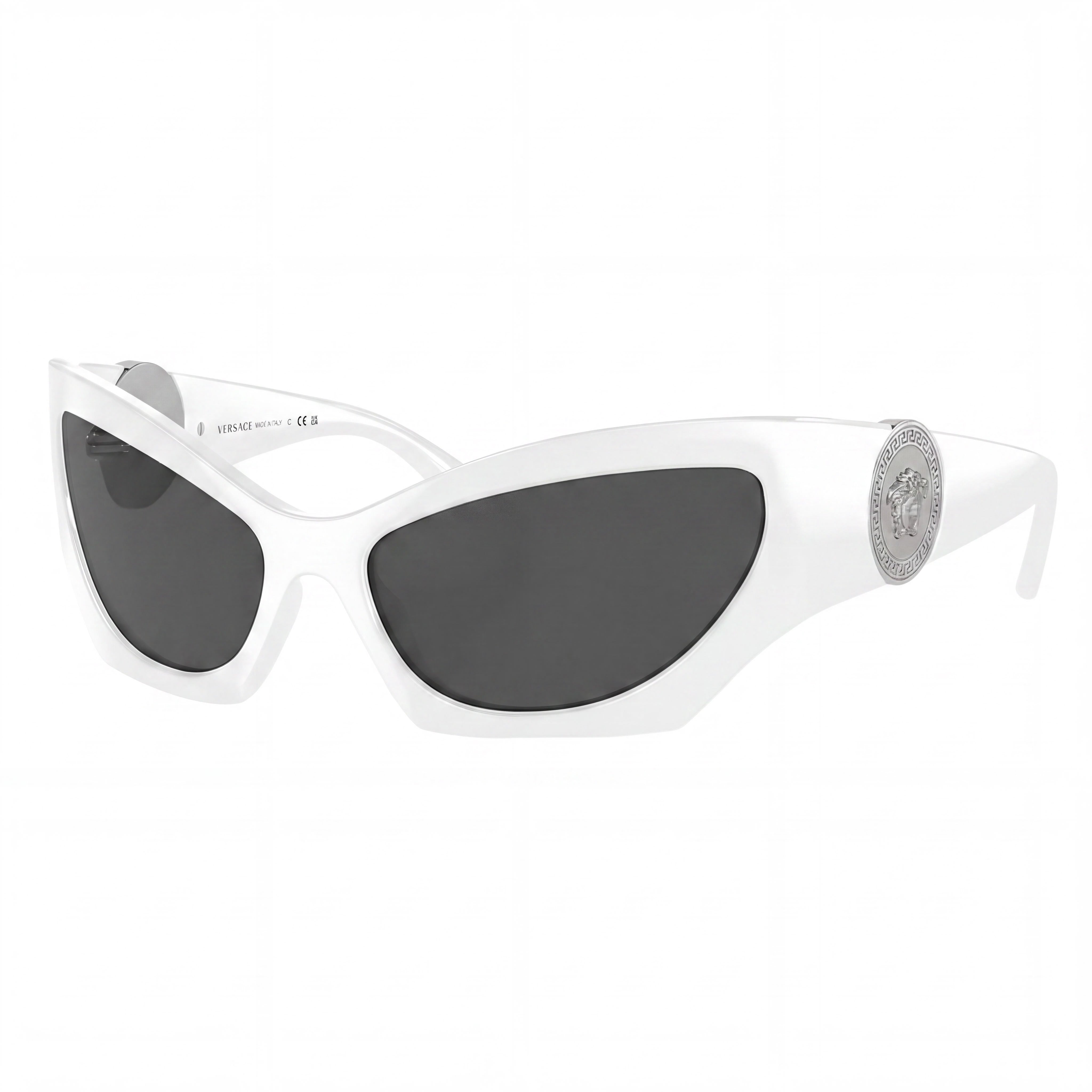Gafas de sol Versace Classic de acetato para mujer, montura blanca, lentes grises no polarizadas, talla 60-16-125, Photo 1
