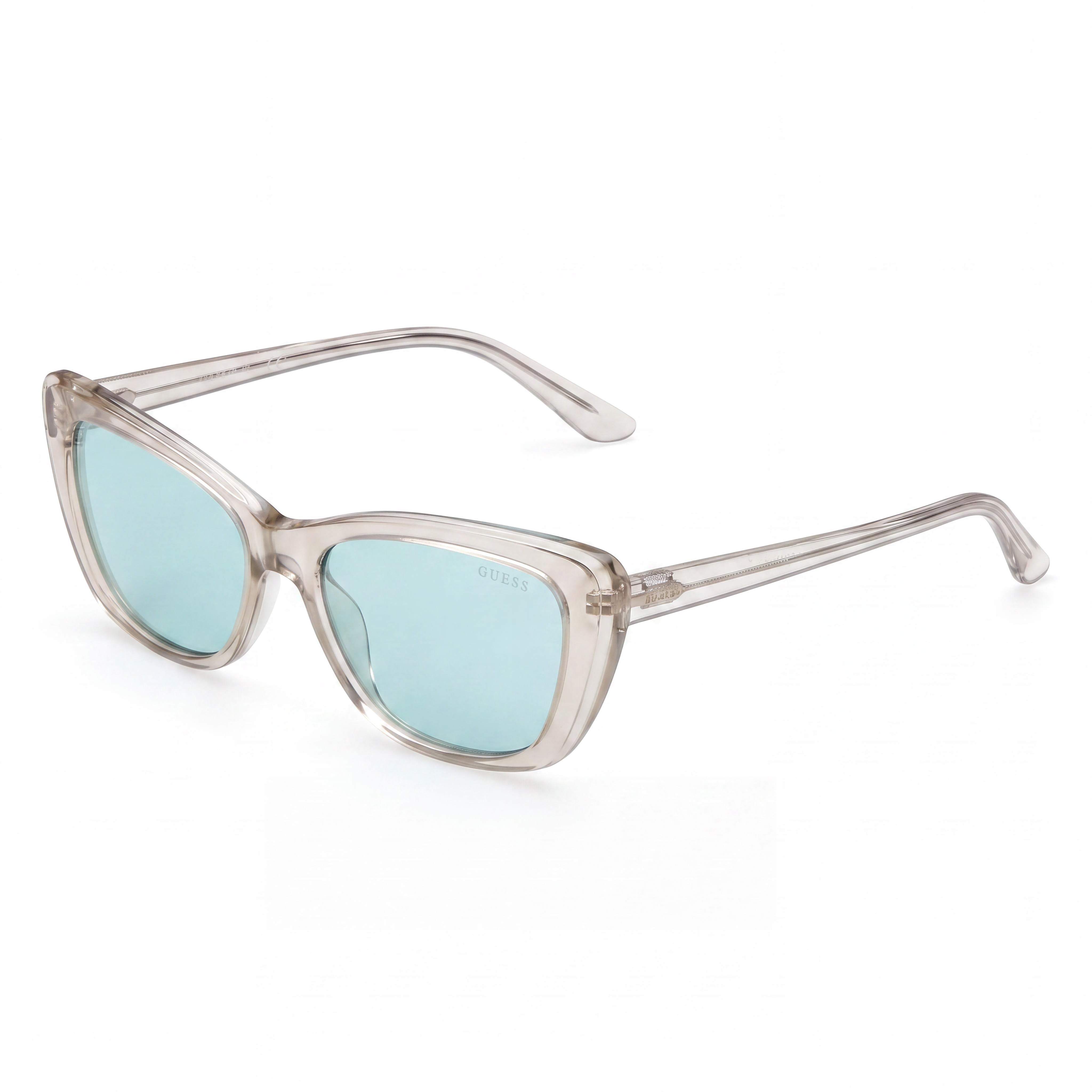 GUESS Women's Classic Plastic Sunglasses, Crystal Blue Frame, Blue Lenses, 100% UV Protected, 55-16-140mm, Photo 1