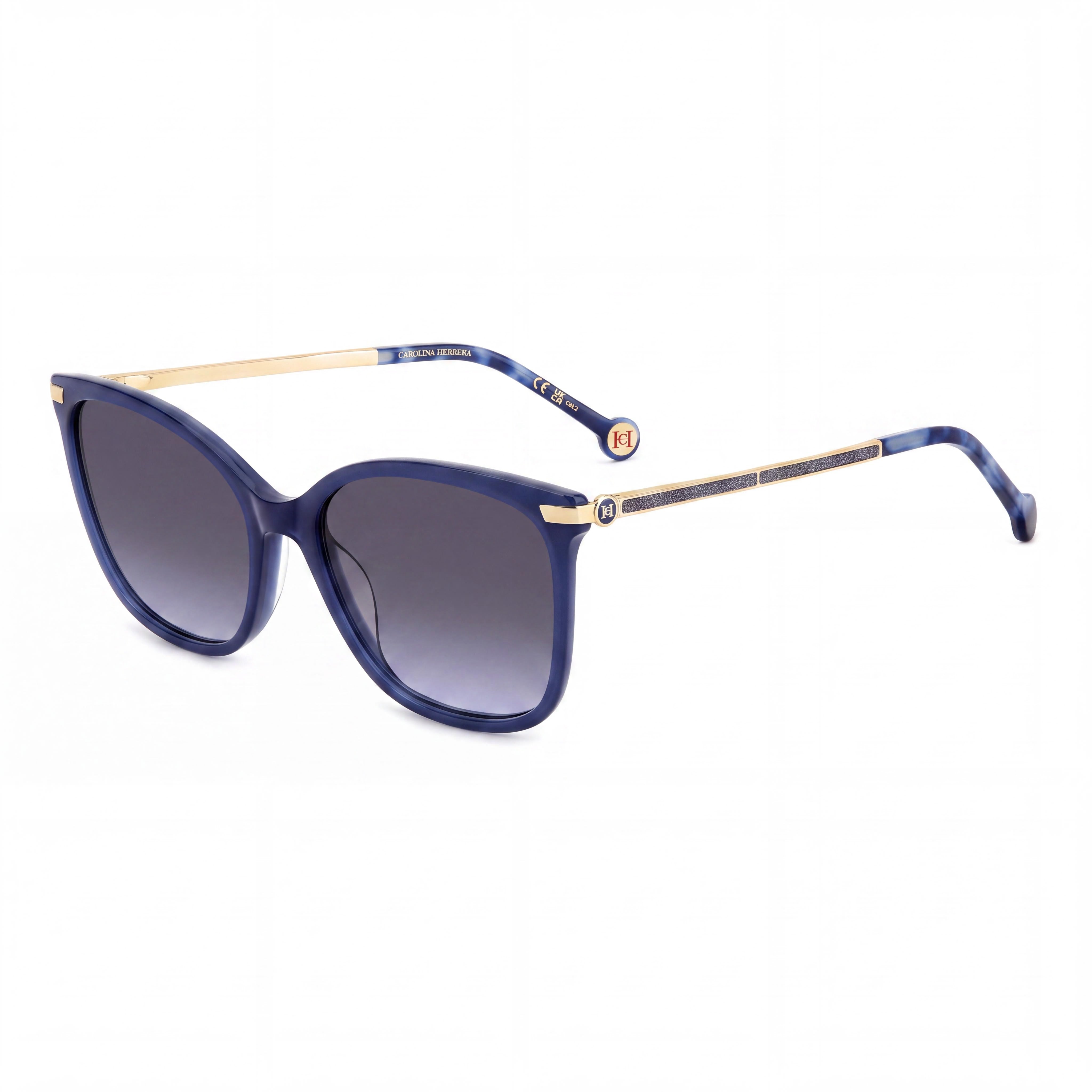 Carolina Herrera Modern Women's Acetate Blue Frame Grey Azure Lens Sunglasses, Photo 1