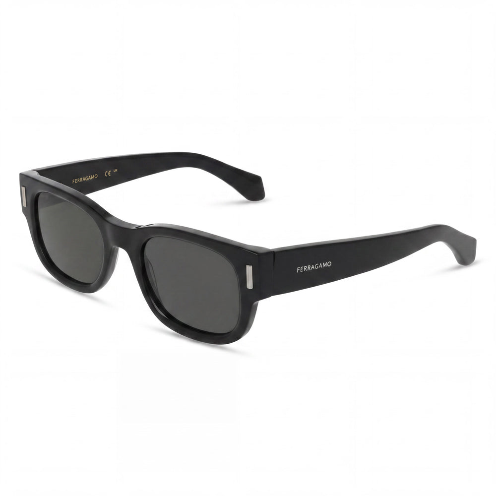 Gafas Ferragamo de acetato negro para mujer, lente negra, protección UV 400, tamaño de ojo 51mm