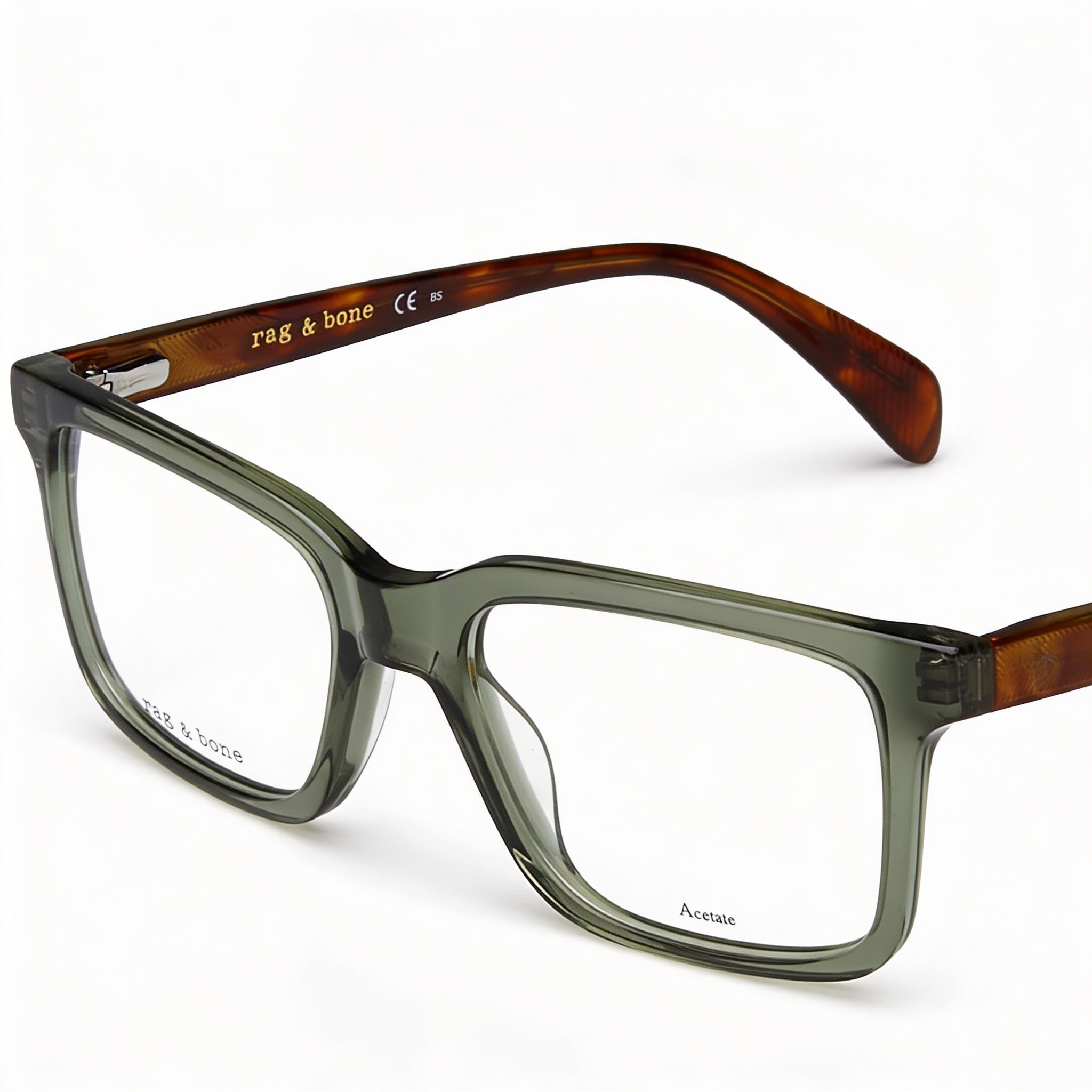 Monturas ópticas Rag & Bone Casual para hombre RNB7053/G de acetato verde con lentes transparentes 53-19-145, Photo 1