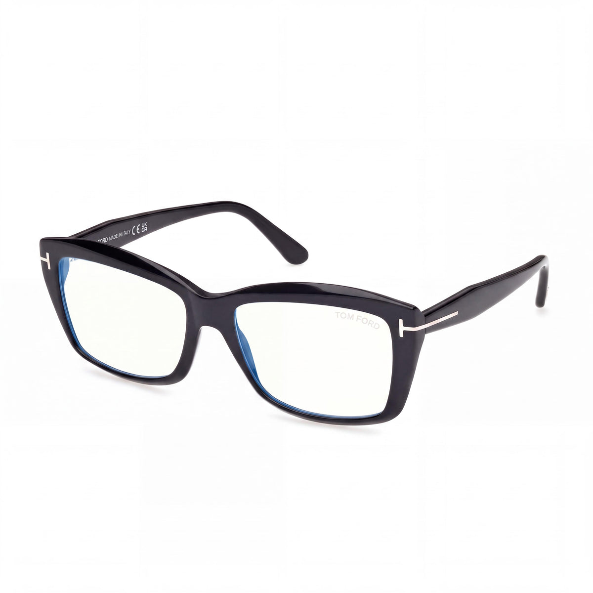 Marcolin Ft6065-b Women's Classic Sunglasses, Shiny Black Blue Filter Plastic Frame, Black Non-Polarized Lenses 55mm, Photo 1
