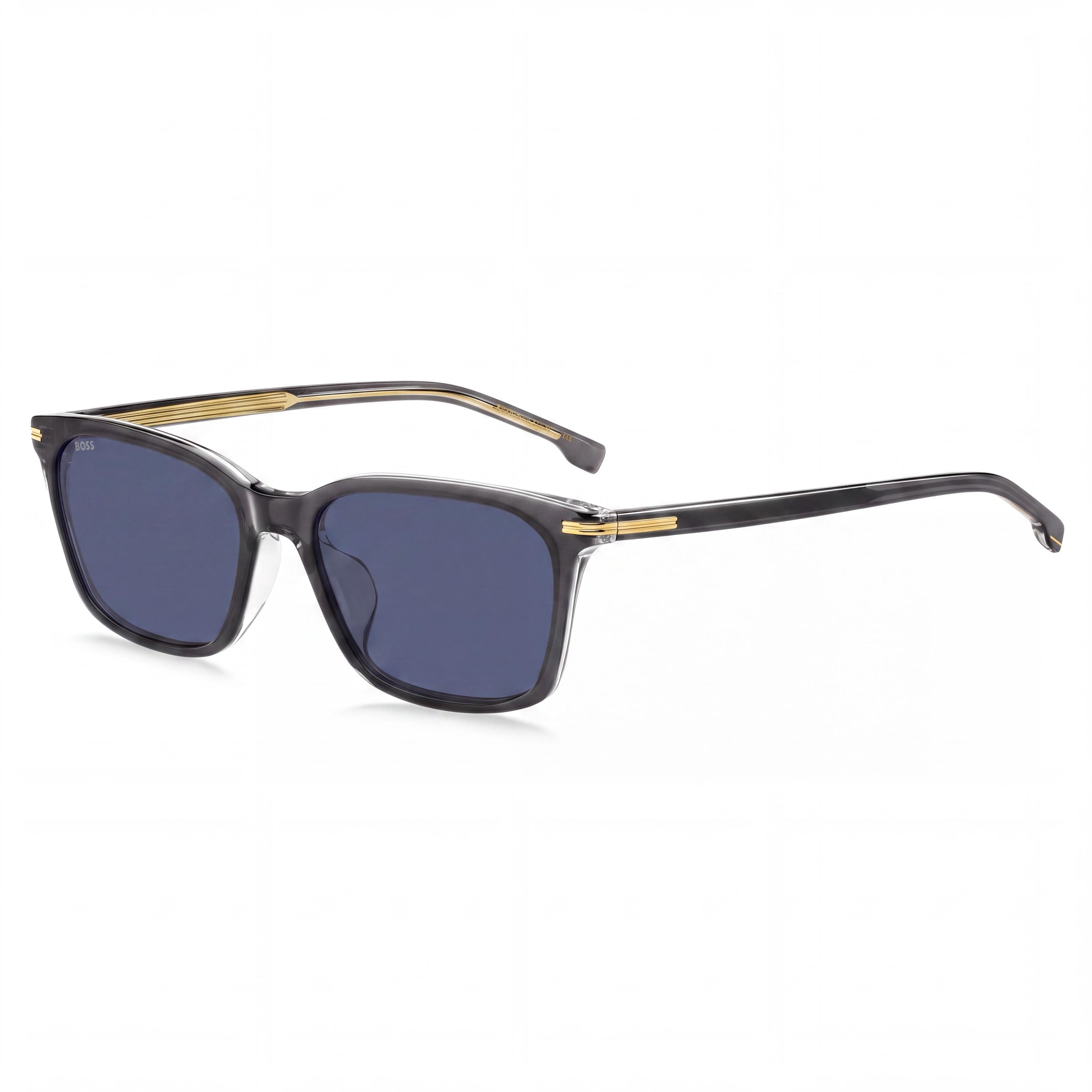 Hugo Boss BOSS 1669/F/SK Men's Grey Rectangular Eco Acetate Blue Lens UV Protection Sunglasses 56mm, Photo 1