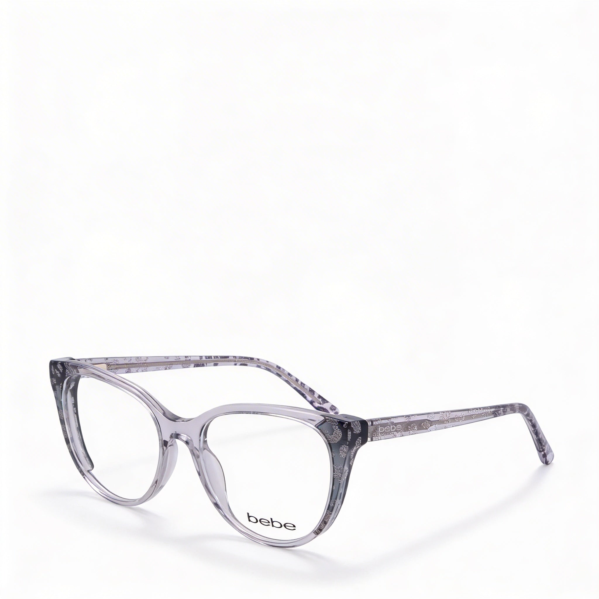 Bebe Bb5208 Women's Grey Animal Plastic Full Rim Cat Eye Optical Eyeglass Frame, 52mm Lens Width, Photo 1