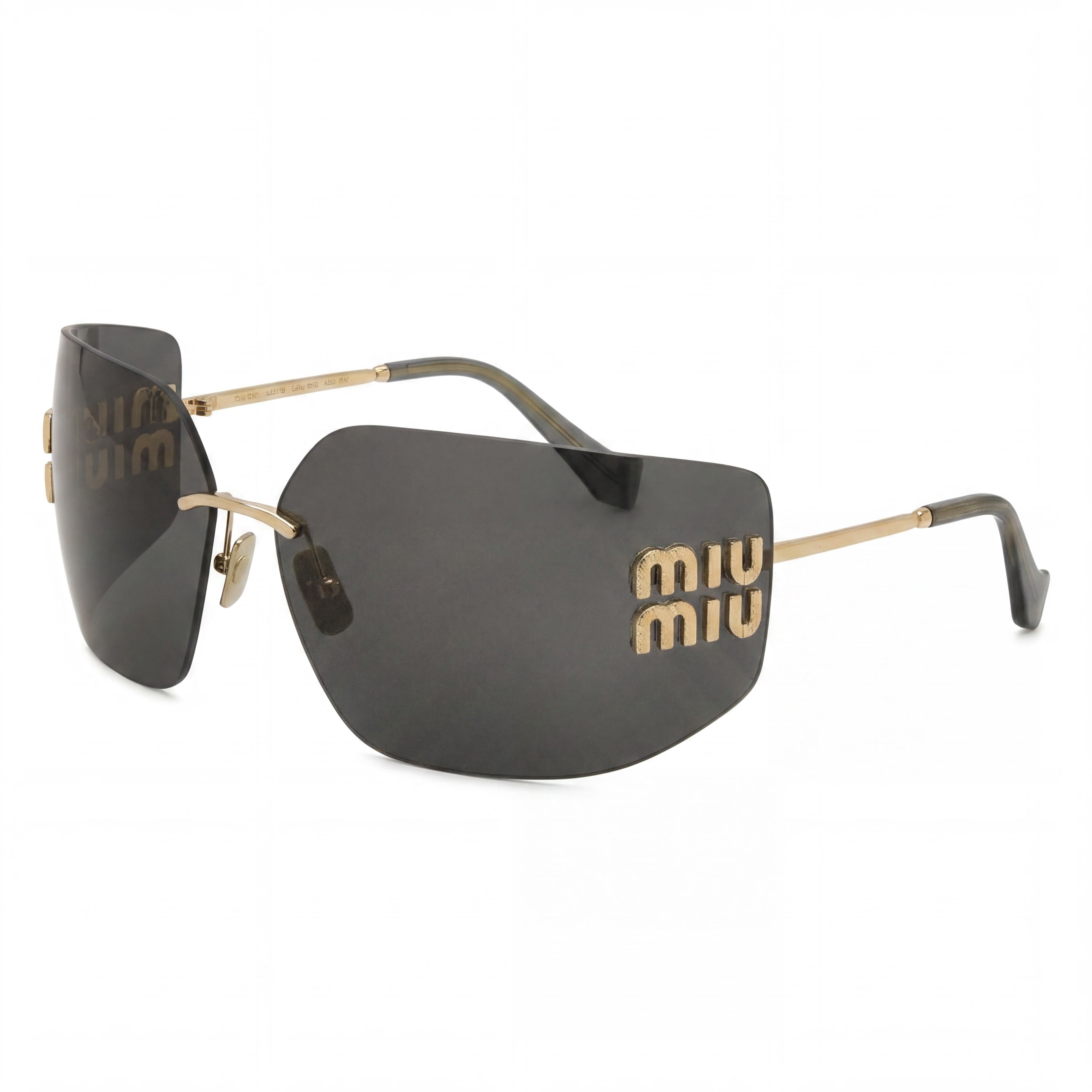 Miu Miu Modern Women's Metal Gold Dark Grey Frame Grey Lens Non-Polarized Sunglasses 54mm, Photo 1
