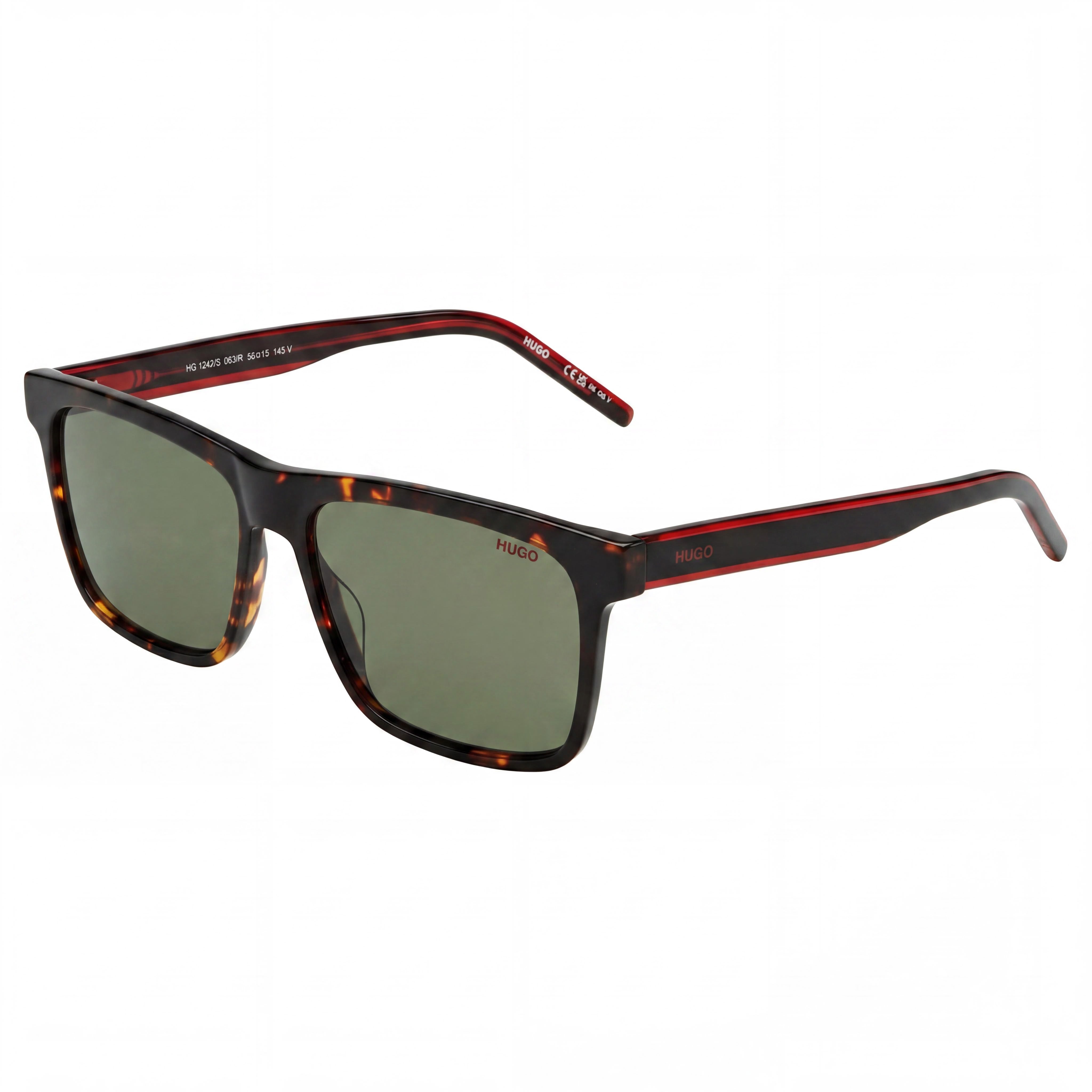 Gafas de sol HUGO modernas de acetato para mujer no polarizadas con montura y lentes rojas Habana de 56 mm, Photo 1