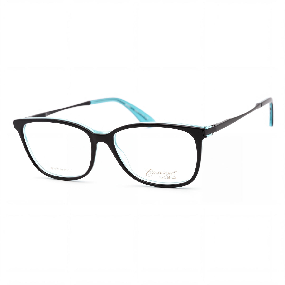 Safilo Emozioni Emozioni 4044 Unisex Plastic Eyeglasses with Clear Demo Lenses Black Turquoise Palladium 53-15-140, Photo 1
