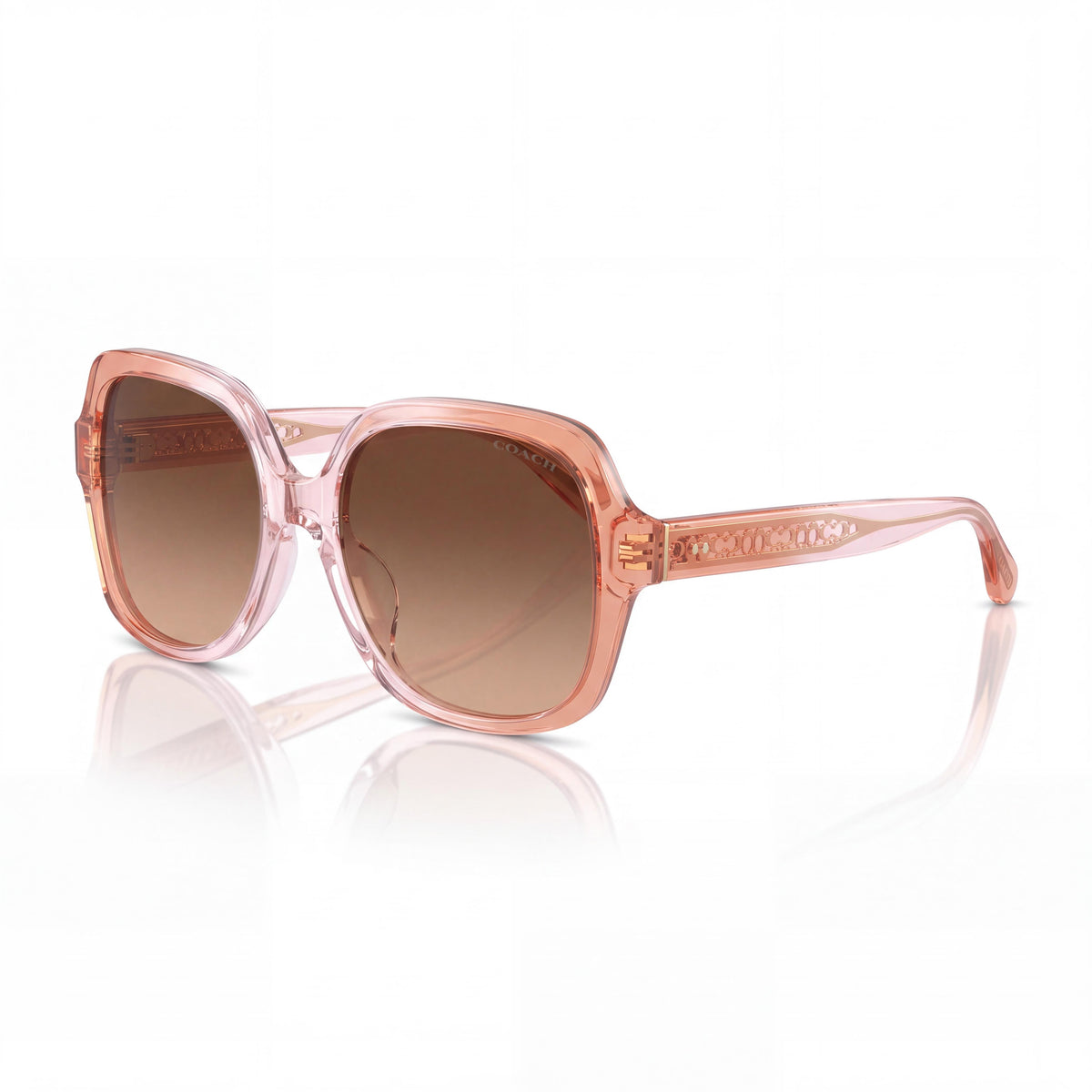 Coach Hc8395f Women's 100% UV Protection Square Sunglasses, Saddle Dusty Rose Gradient Frame, Brown Gradient Lenses, 56mm, Photo 1