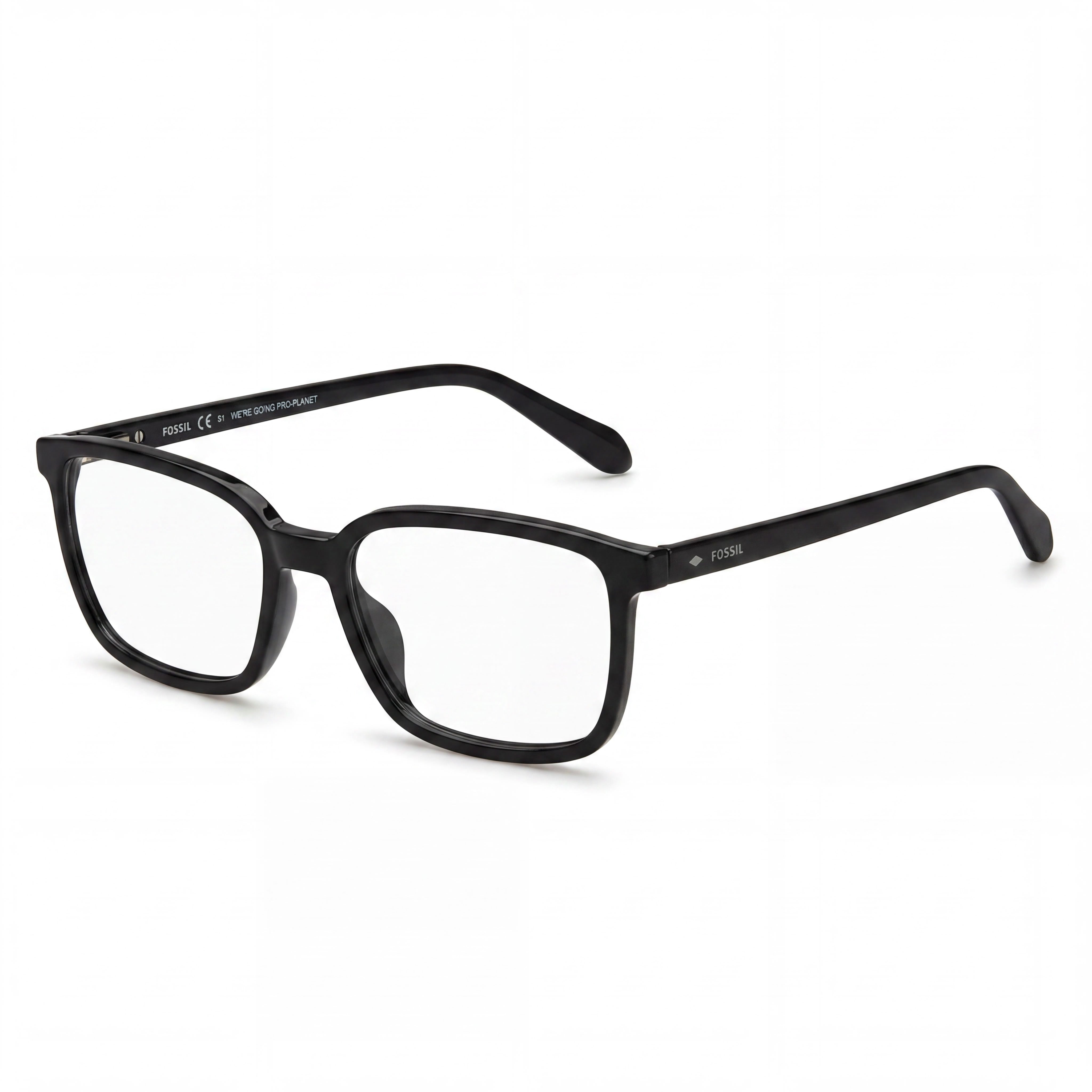 Monturas para gafas ópticas Fossil Modern Unisex de acetato ligero y duradero con color negro transparente, Photo 1