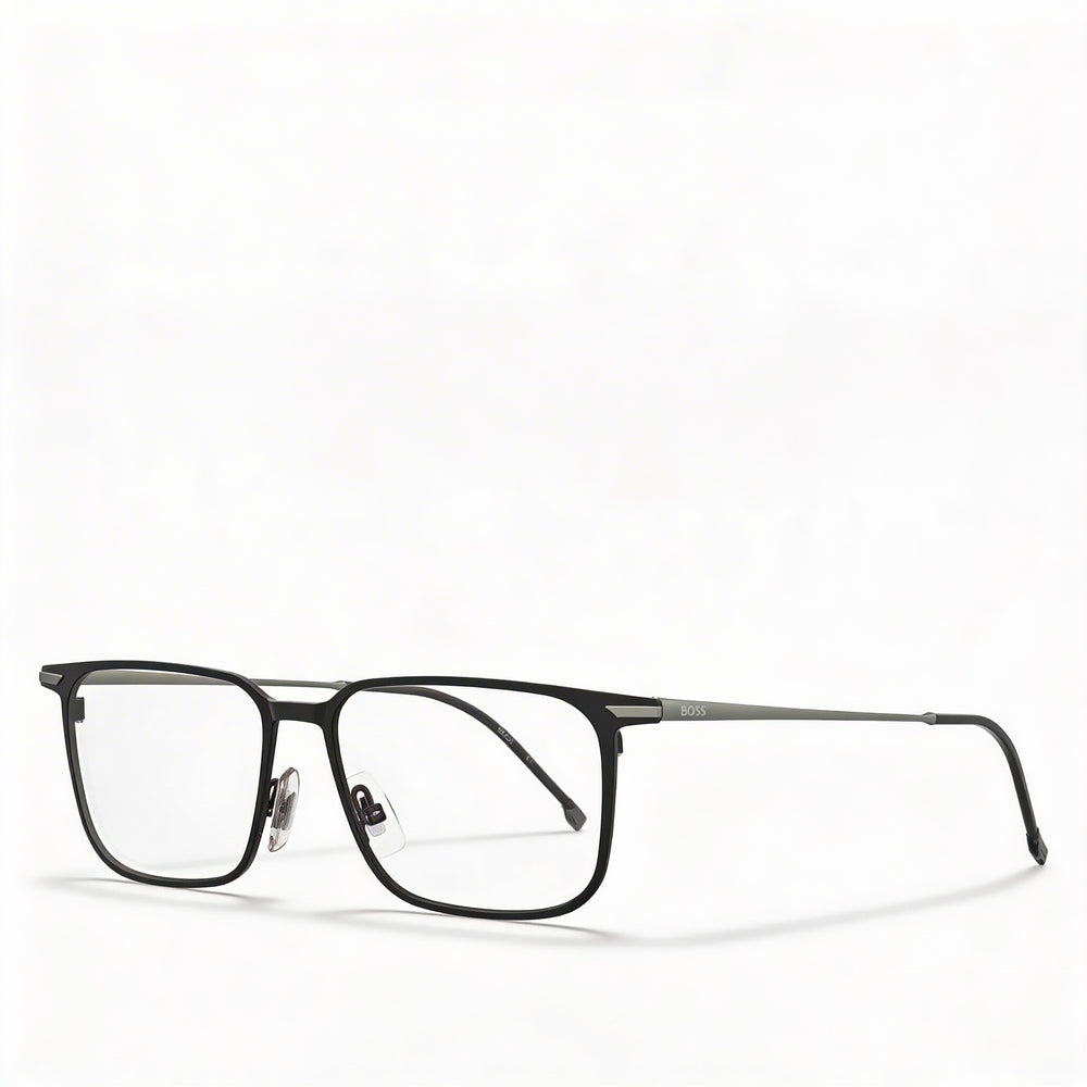 Gafas unisex modernas Hugo Boss con montura de titanio en color negro mate, ancho de lente 55