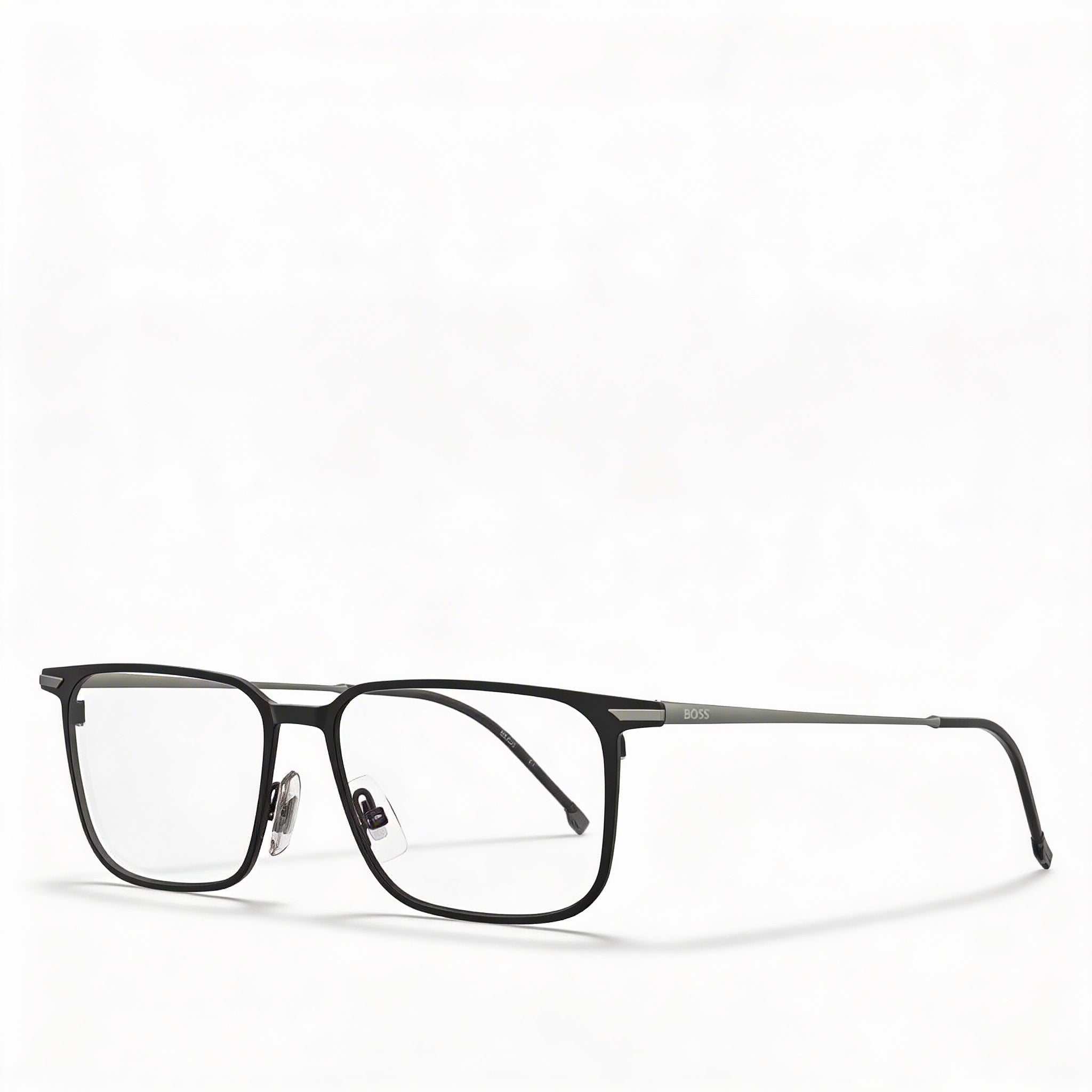 Gafas unisex modernas Hugo Boss con montura de titanio en color negro mate, ancho de lente 55, Photo 1