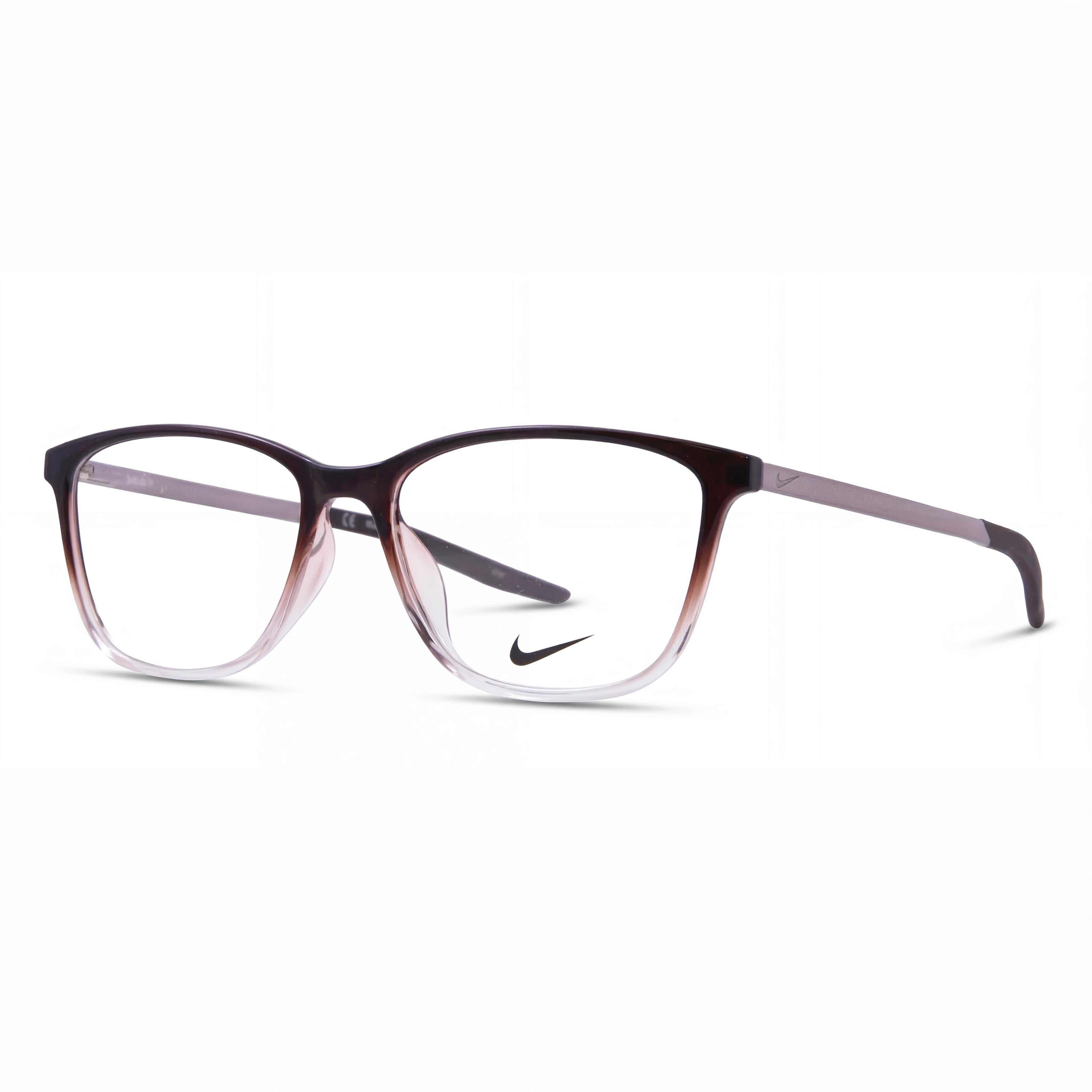 Monturas ópticas Nike 7284 de plástico con montura completa y diseño ojo de gato para mujer, color marrón basalto transparente degradado, talla 54-16-145, Photo 1