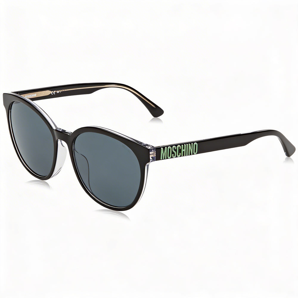 Gafas de sol Moschino informales para mujer con montura de acetato negro y cristales, lentes grises, protección UV, 58 mm