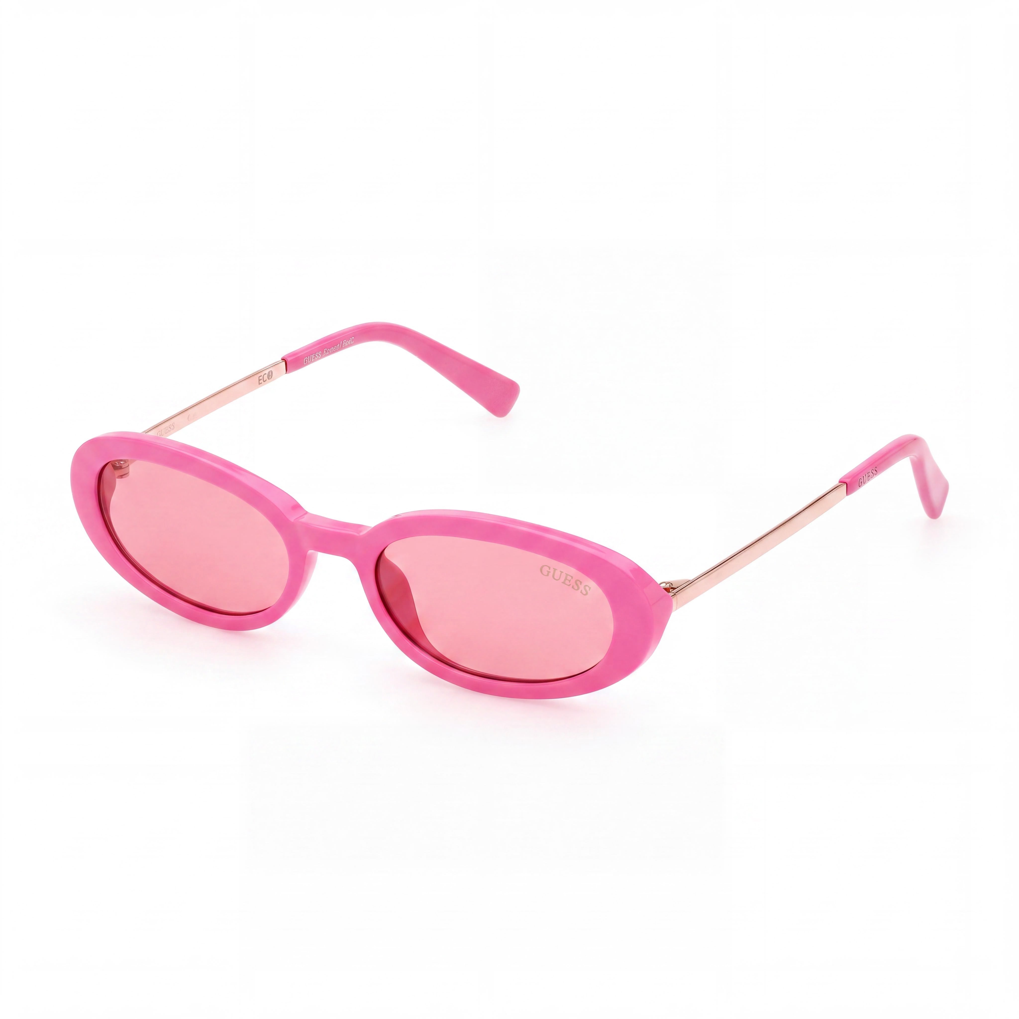 GUESS Women's Shiny Pink Injected Oval Non-polarised Sunglasses, Bordeaux Lenses, 51-18-145mm, Photo 1