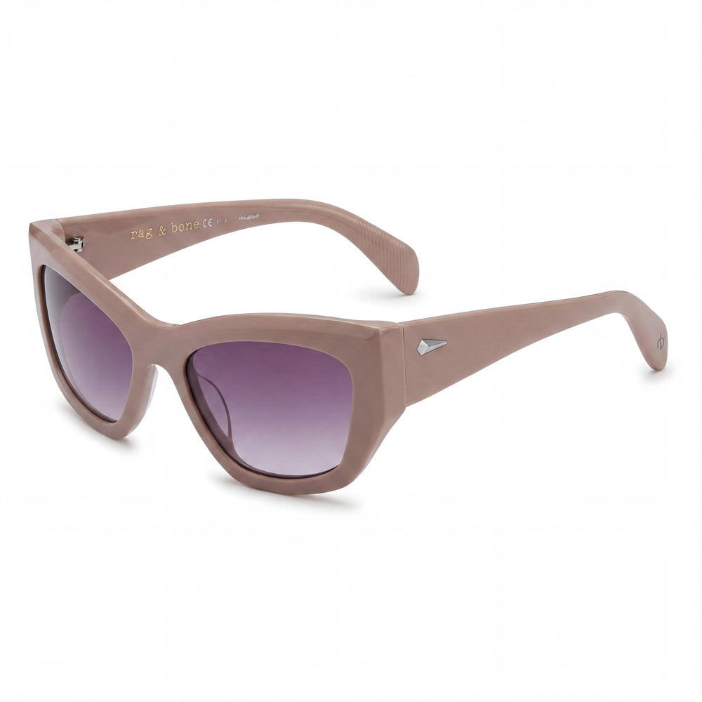 Gafas de sol informales Rag & Bone para mujer con montura de acetato marrón beige, lentes marrones, protección UV, 56 mm