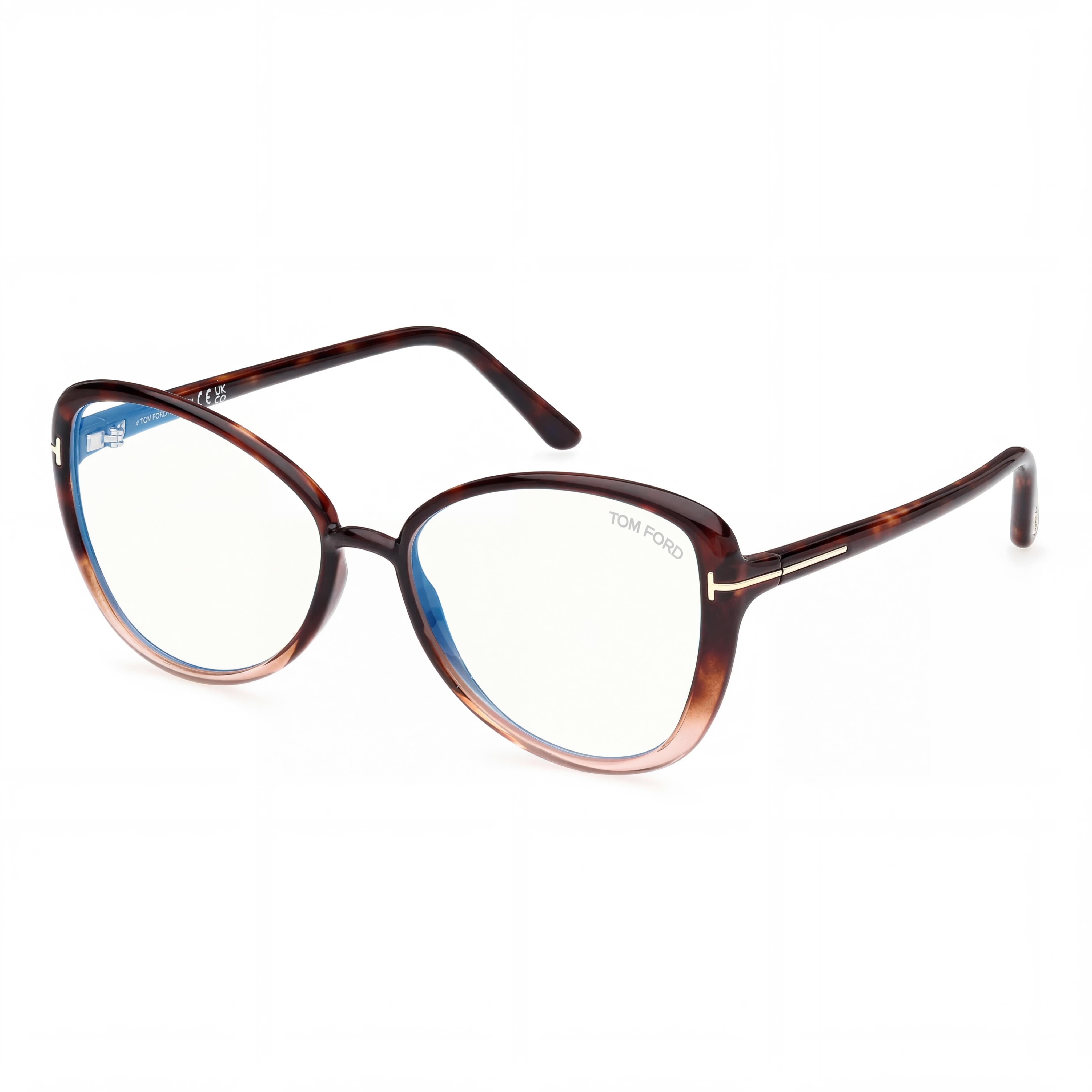 Tom Ford FT5907-B BLUE BLOCK Women's Prescription Ready Plastic/Polycarbonate Optical Frames Havana 55-15-140, Photo 1