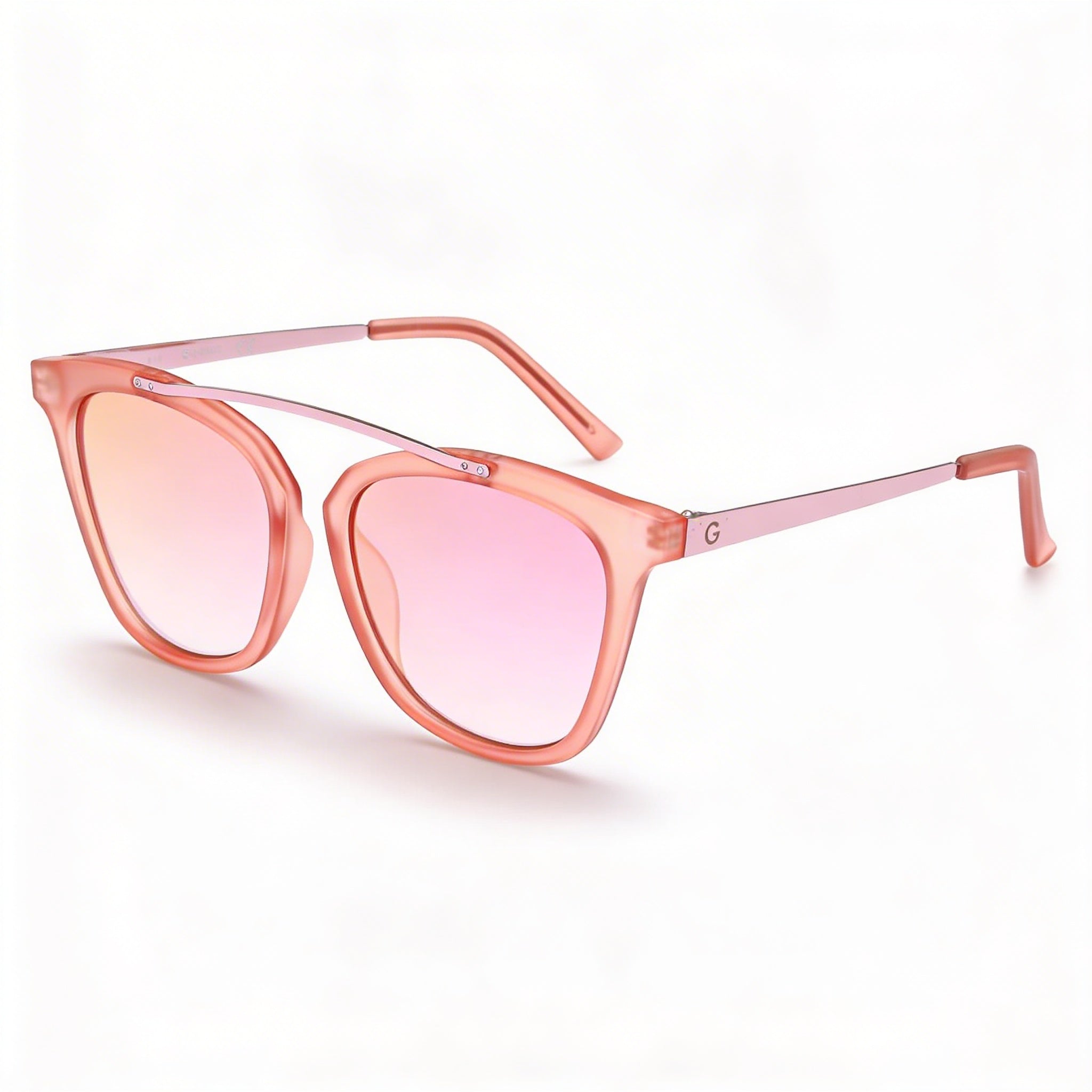 Guess Gg1154 Women's Square Sunglasses, Matte Pink Bordeaux Mirror Polycarbonate Frame, Pink Lenses, 53mm, UV Protected, Photo 1