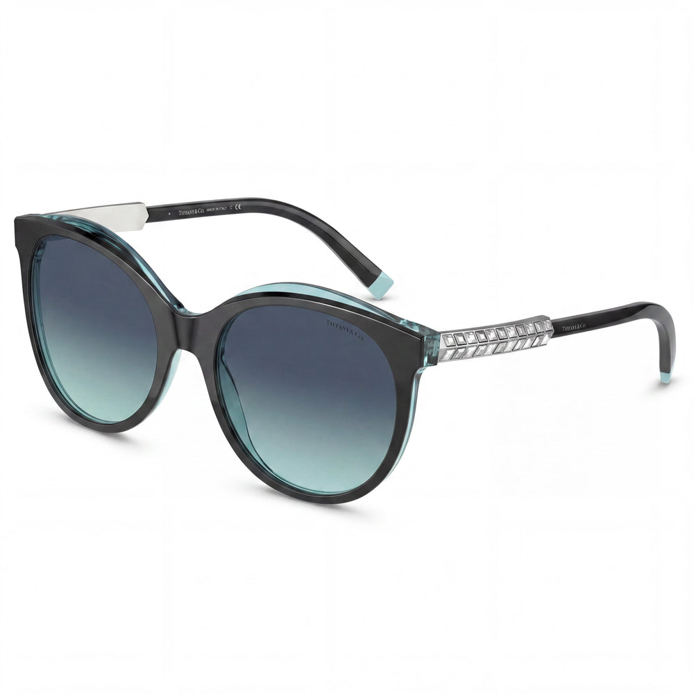 Gafas Tiffany Contemporary para mujer, de plástico, color negro sobre cristal, color azul Tiffany, con protección UV, 55 mm