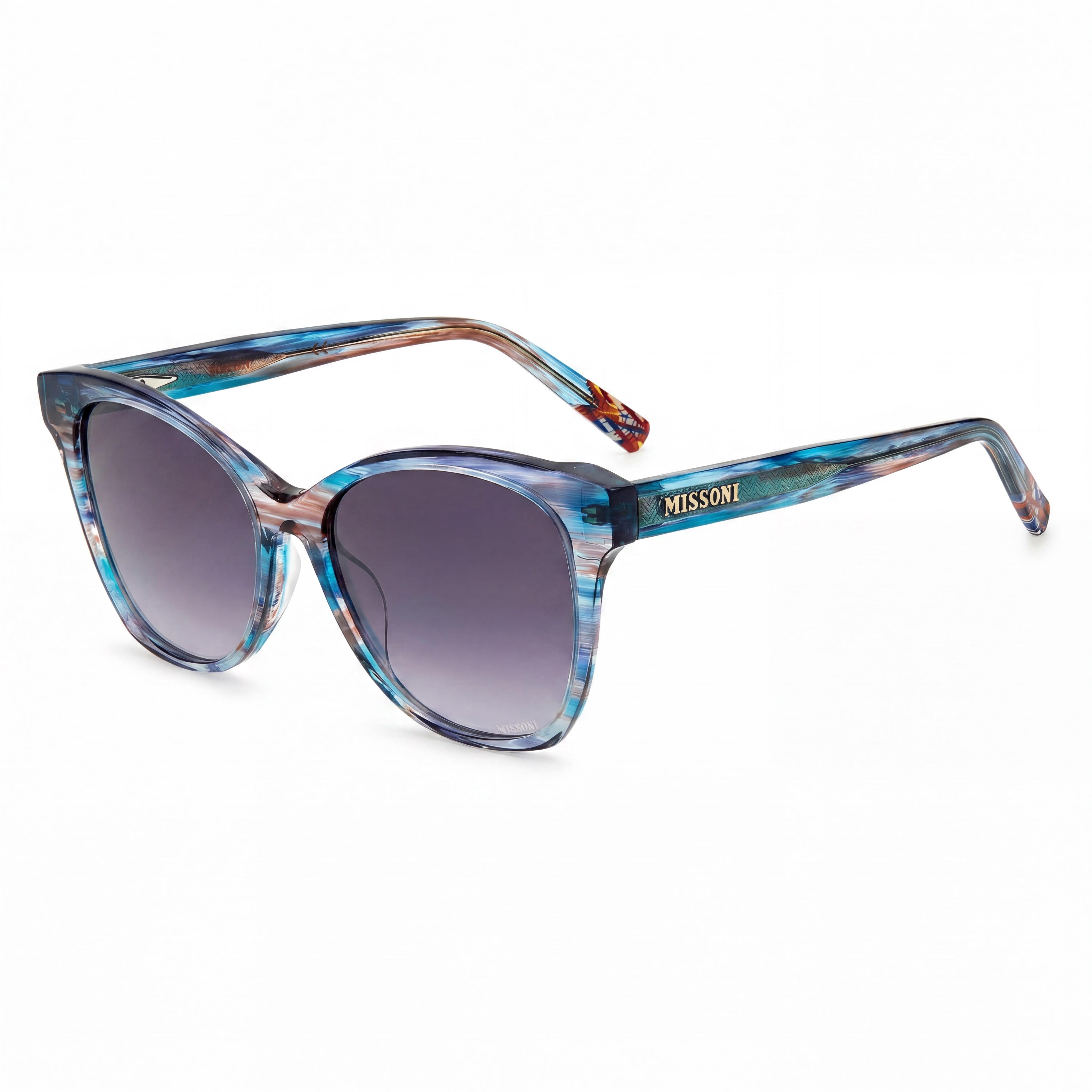 Gafas de sol cuadradas de acetato Missoni para mujer, montura negra tipo cuerno, lentes gris oscuro, ancho de lente 54 mm, Photo 1