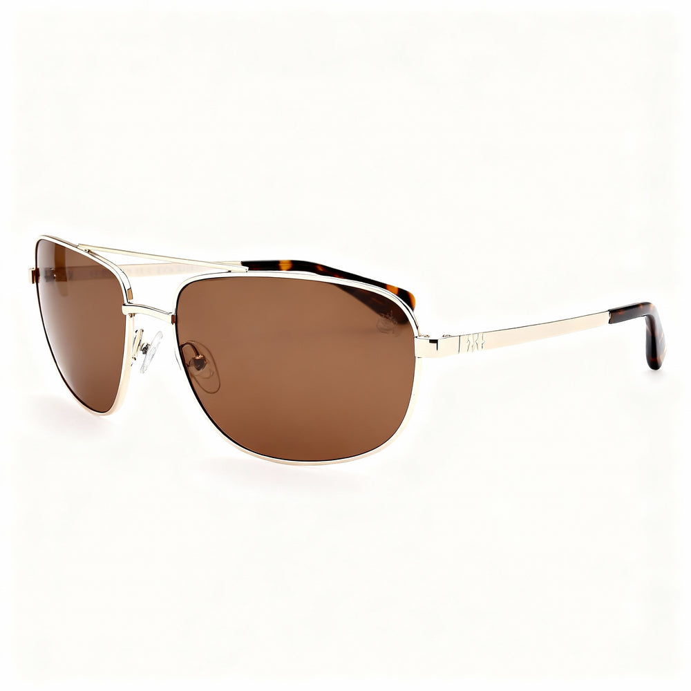 Gafas de sol Timberland Modern para hombre, con montura dorada brillante, polarizadas en marrón, lentes de 66 mm, puente de 18 mm, patillas de 150 mm