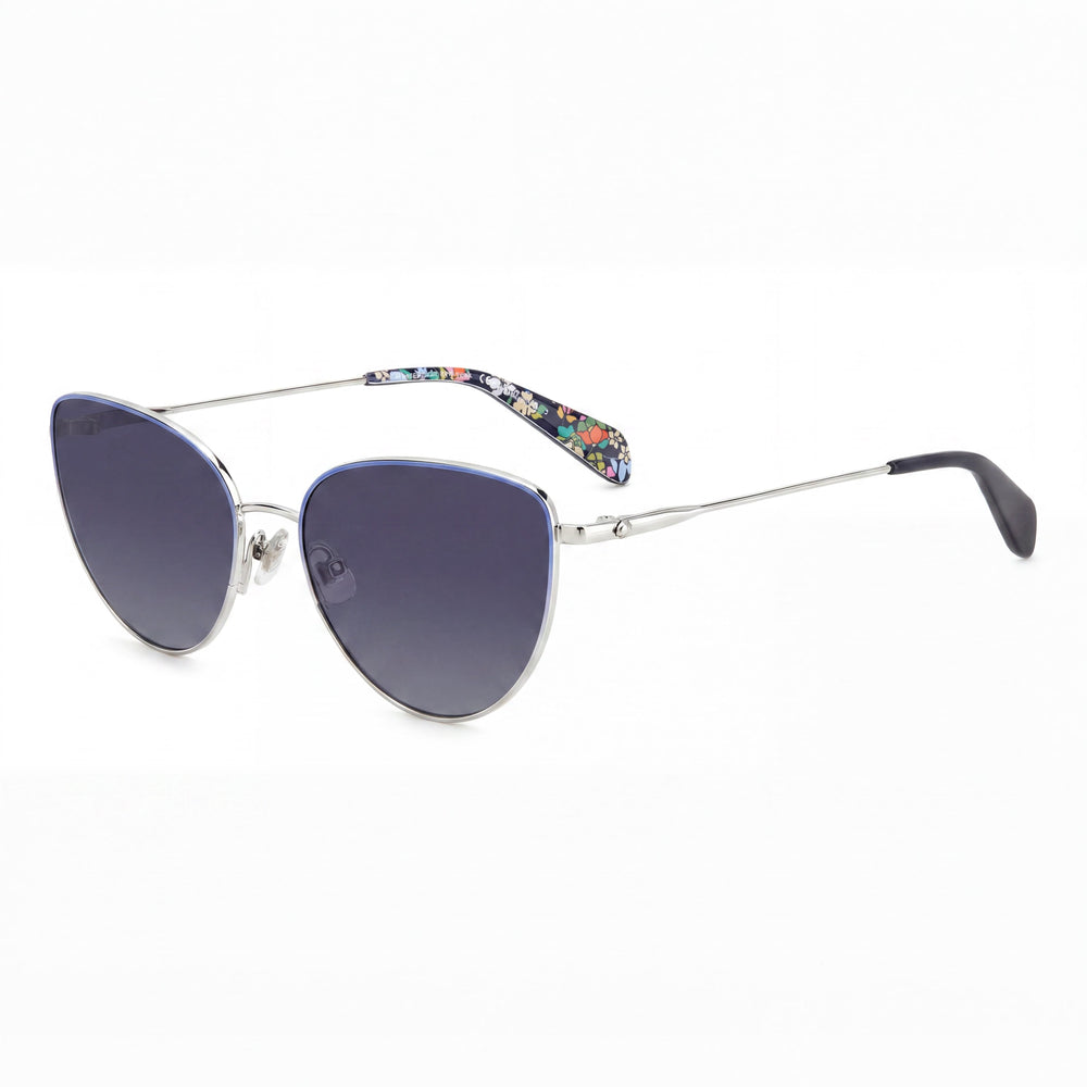 kate spade new york Gafas de sol de mujer de temporada de acero inoxidable azul gris gris oscuro sombreado de 55 mm con protección UV