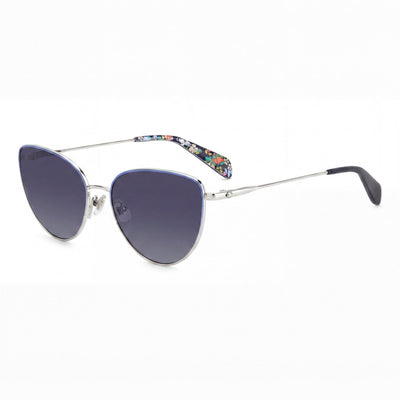 kate spade new york Gafas de sol de mujer de temporada de acero inoxidable azul gris gris oscuro sombreado de 55 mm con protección UV
