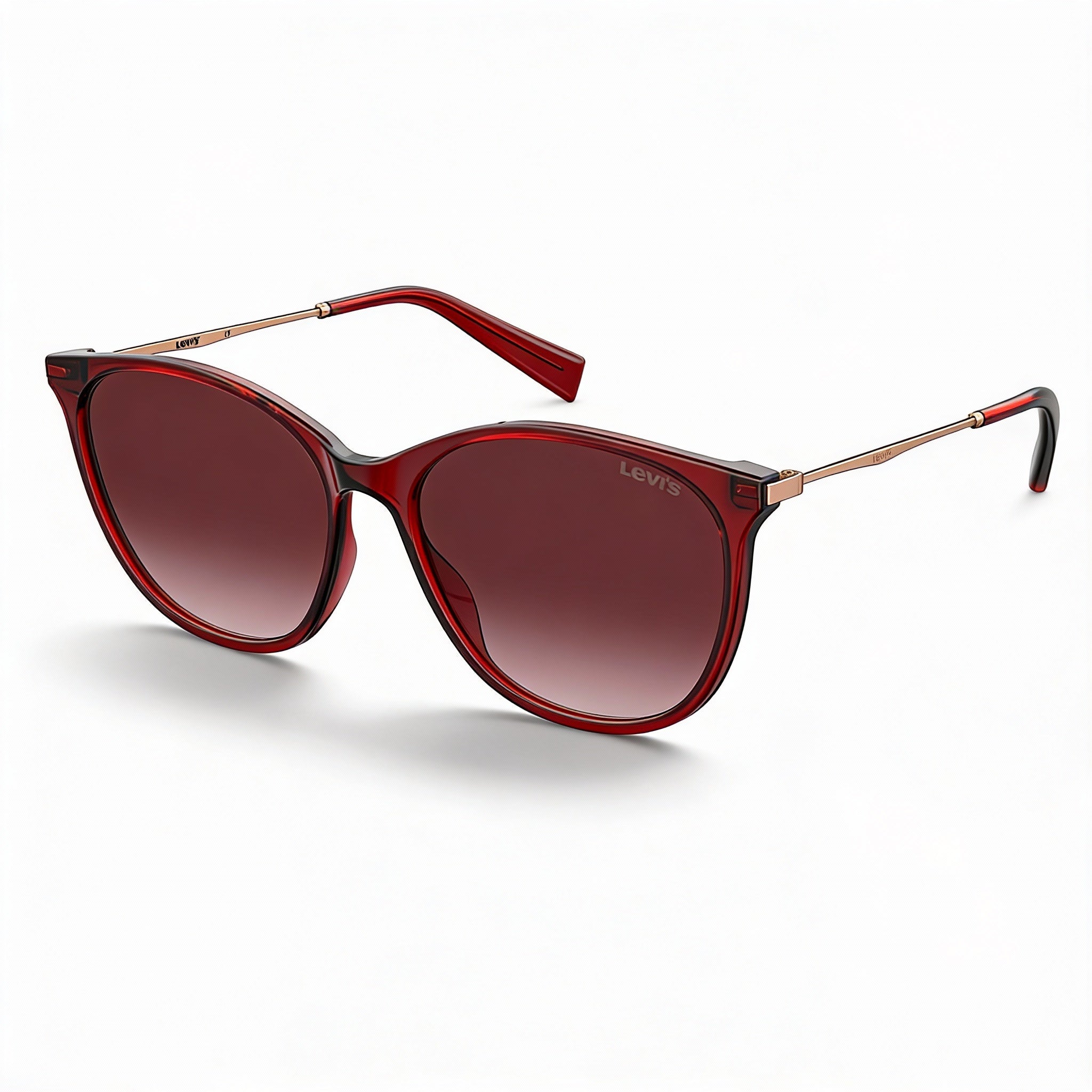 Gafas de sol Levi's Lv 5006/S para mujer, montura de polimetilmetacrilato en color rojo burdeos, lentes rosas de doble tono, 55 mm, Photo 1