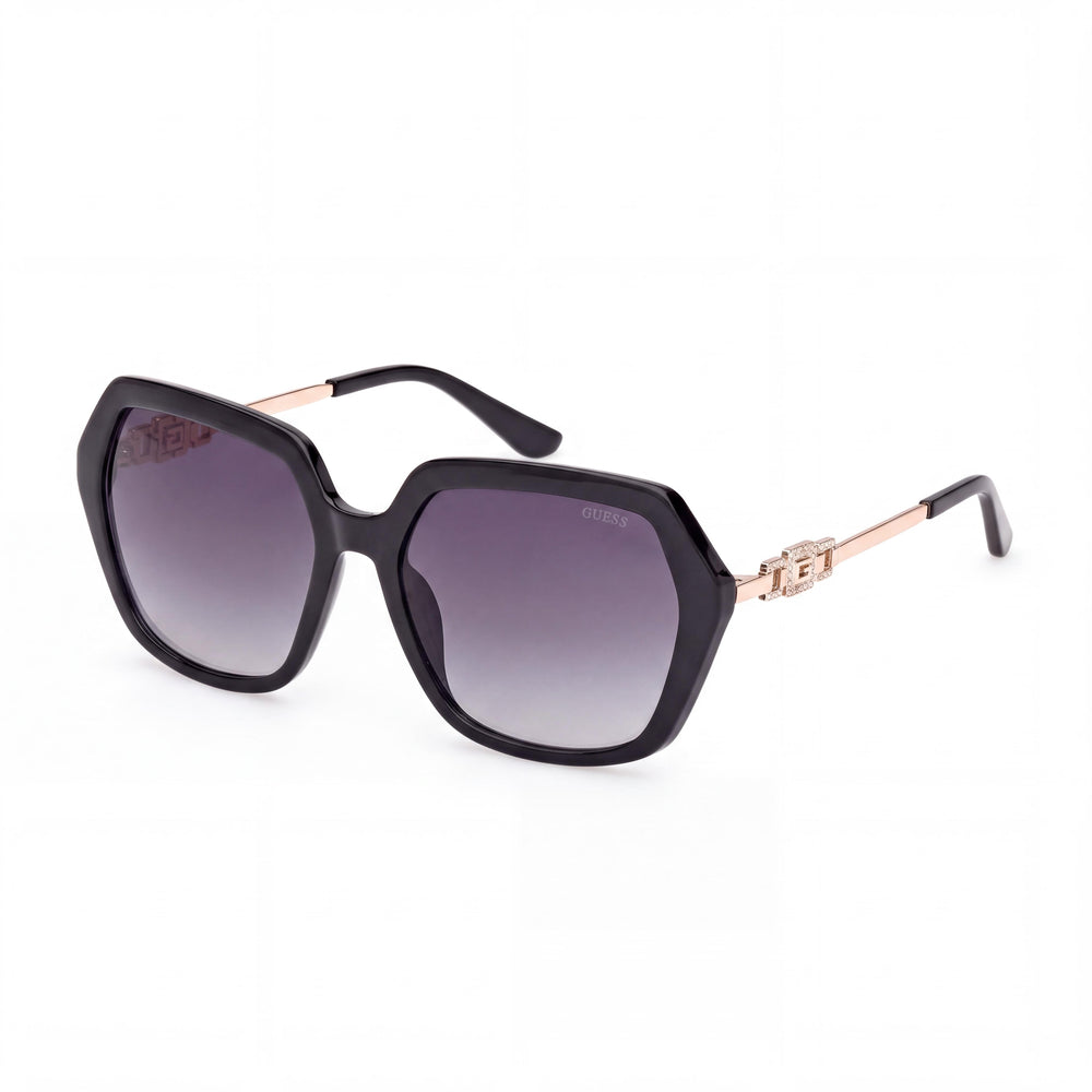 GUESS Gu00267 Classic Unisex Sunglasses with Shiny Black Frame, Lens Width 57mm, Bridge Width 17mm, Temple Length 140mm