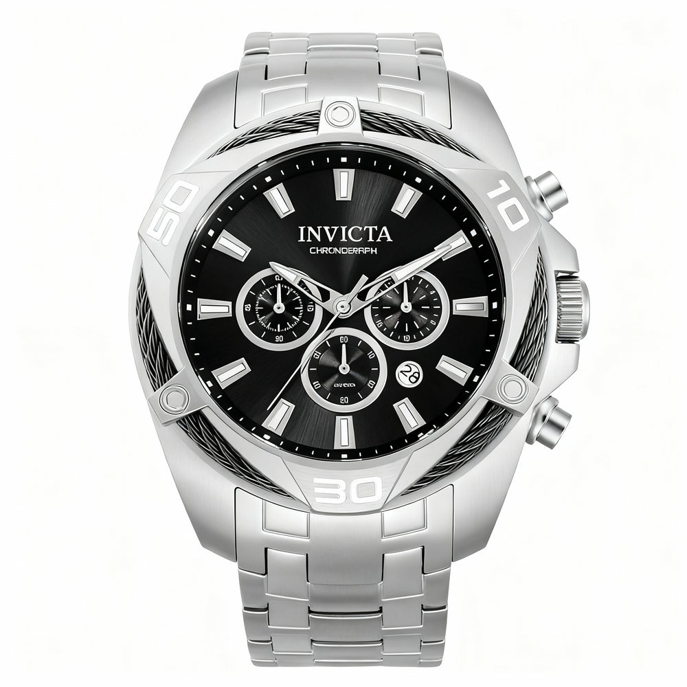 Reloj Invicta Bolt 34118 para hombre, cronógrafo de cuarzo, acero inoxidable plateado, esfera gris, 50 mm