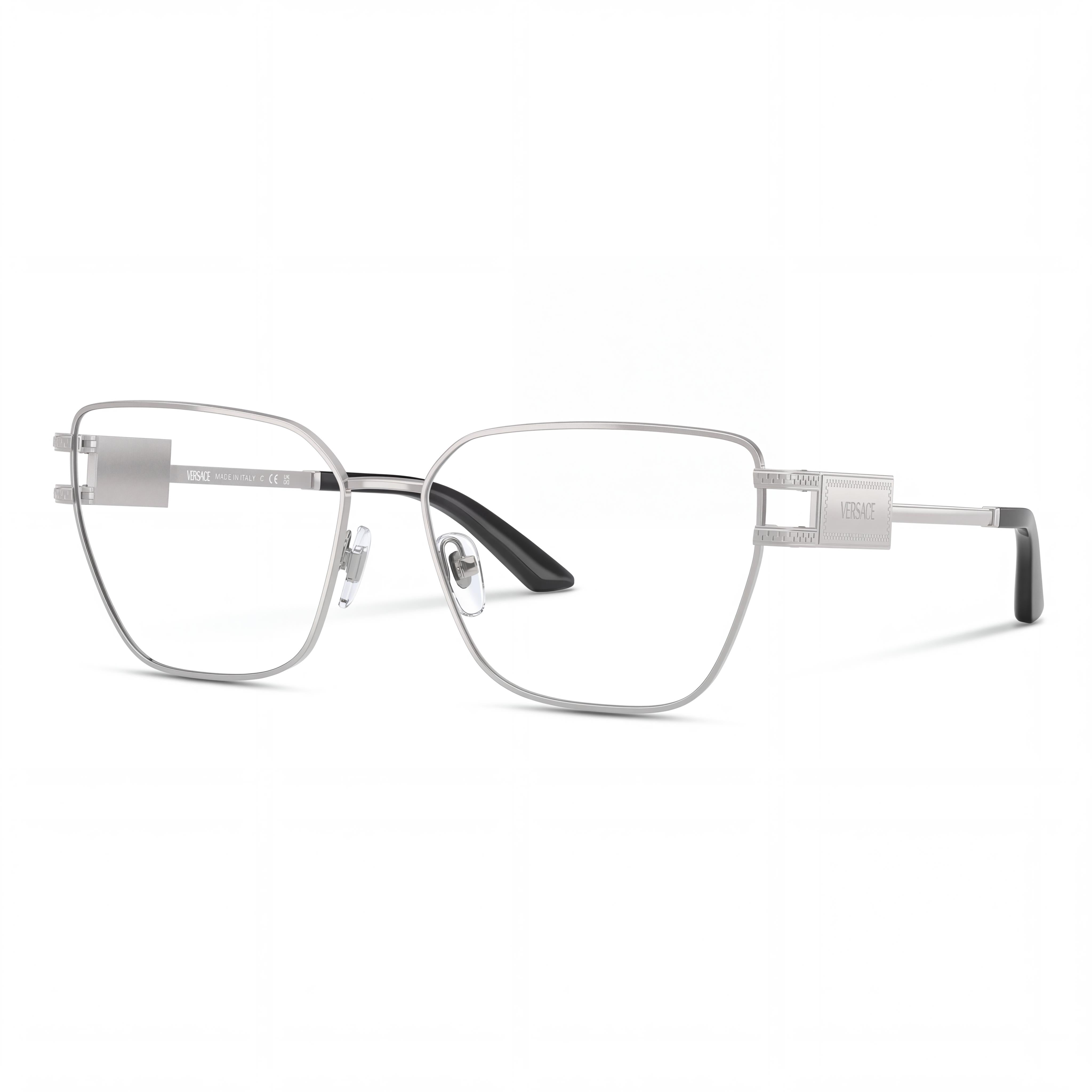 Versace Ve 1301 Women's Silver Alloy Steel Eyeglasses with Clear Polycarbonate Lenses 55mm, Photo 1