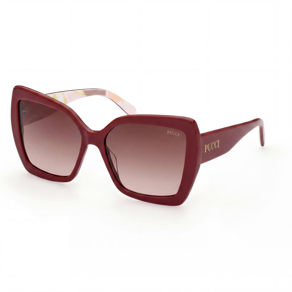 Emilio Pucci Casual Men's Plastic Sunglasses Red Tropicana Rose Peach Frame Gradient Brown Lens 58mm UV Protected