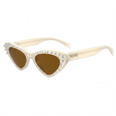 Moschino Classic Women's Acetate Ivory Brown Frame Ivory Polycarbonate Lens UV Protection Sunglasses 52mm