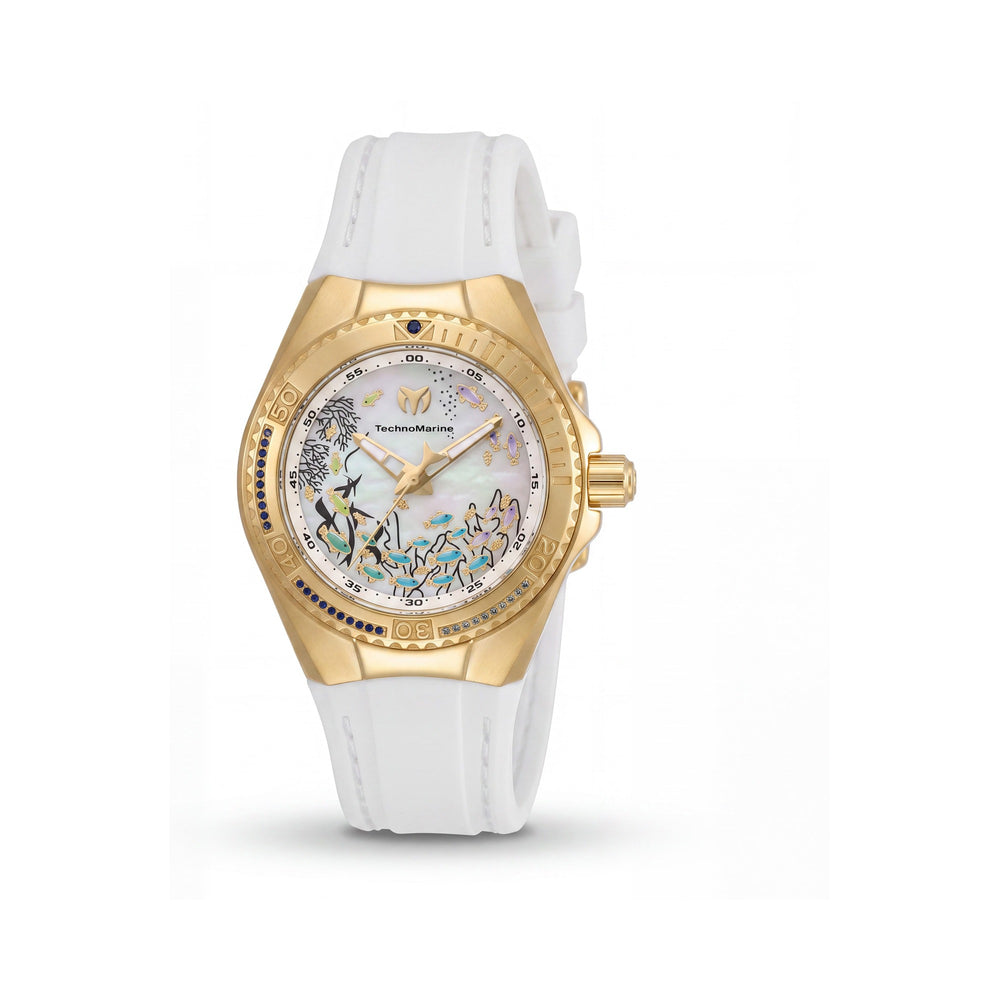 Technomarine Cruise TM-125009 Reloj de cuarzo para mujer, caja de acero inoxidable, correa de silicona, 10 ATM, 40 mm