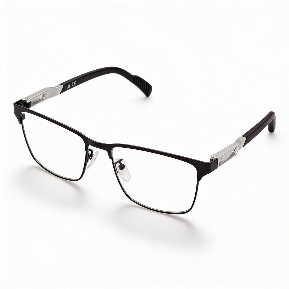 Gafas ópticas adidas Sp5024 para hombre, de aviador, de metal negro mate, con lentes de policarbonato de 55 mm