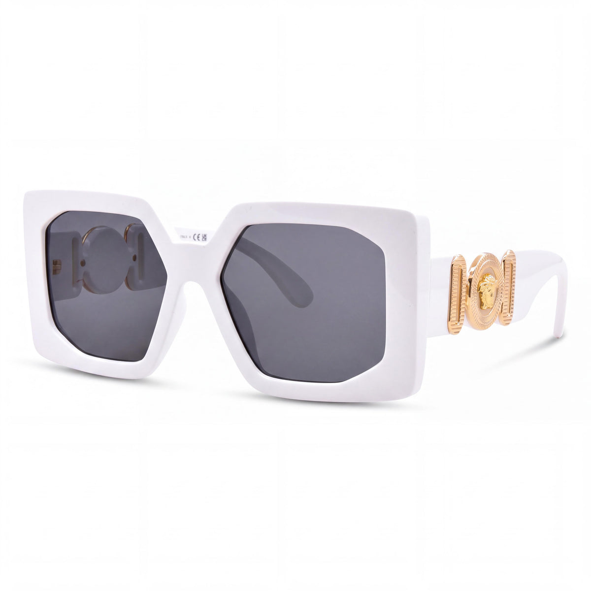Versace Ve 4478 U Men's Acetate Frame Sunglasses with White Dark Grey Frame and Dark Grey Lenses 55mm, Photo 1
