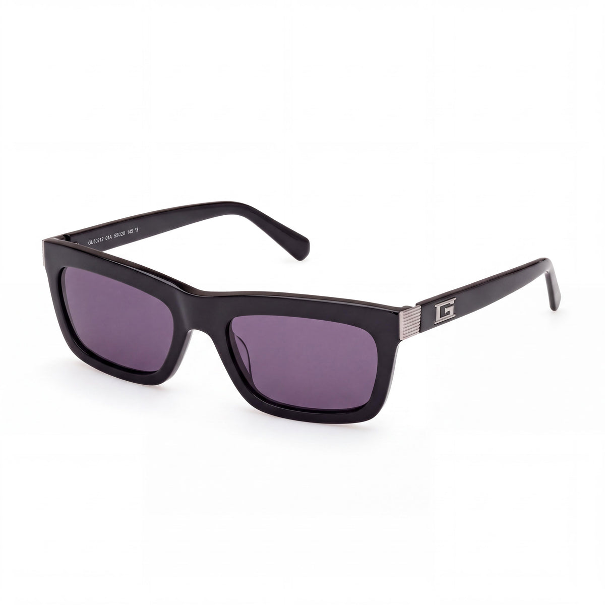 GUESS Gu00212 Unisex Shiny Black Plastic Frame Non-Polarized Smoke UV 400 Sunglasses 55-20-145mm, Photo 1
