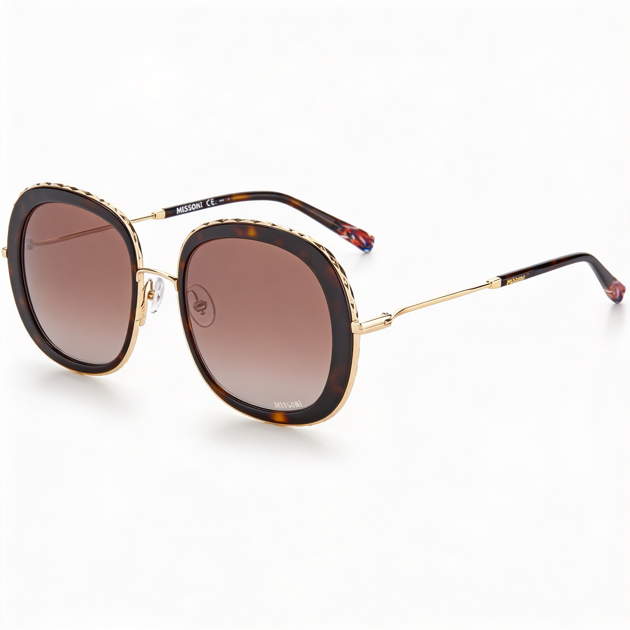 Missoni Classic Women's Stainless Steel 100% UV Protection Havana Brown Gradient Sunglasses 53mm Lens Width, Photo 1