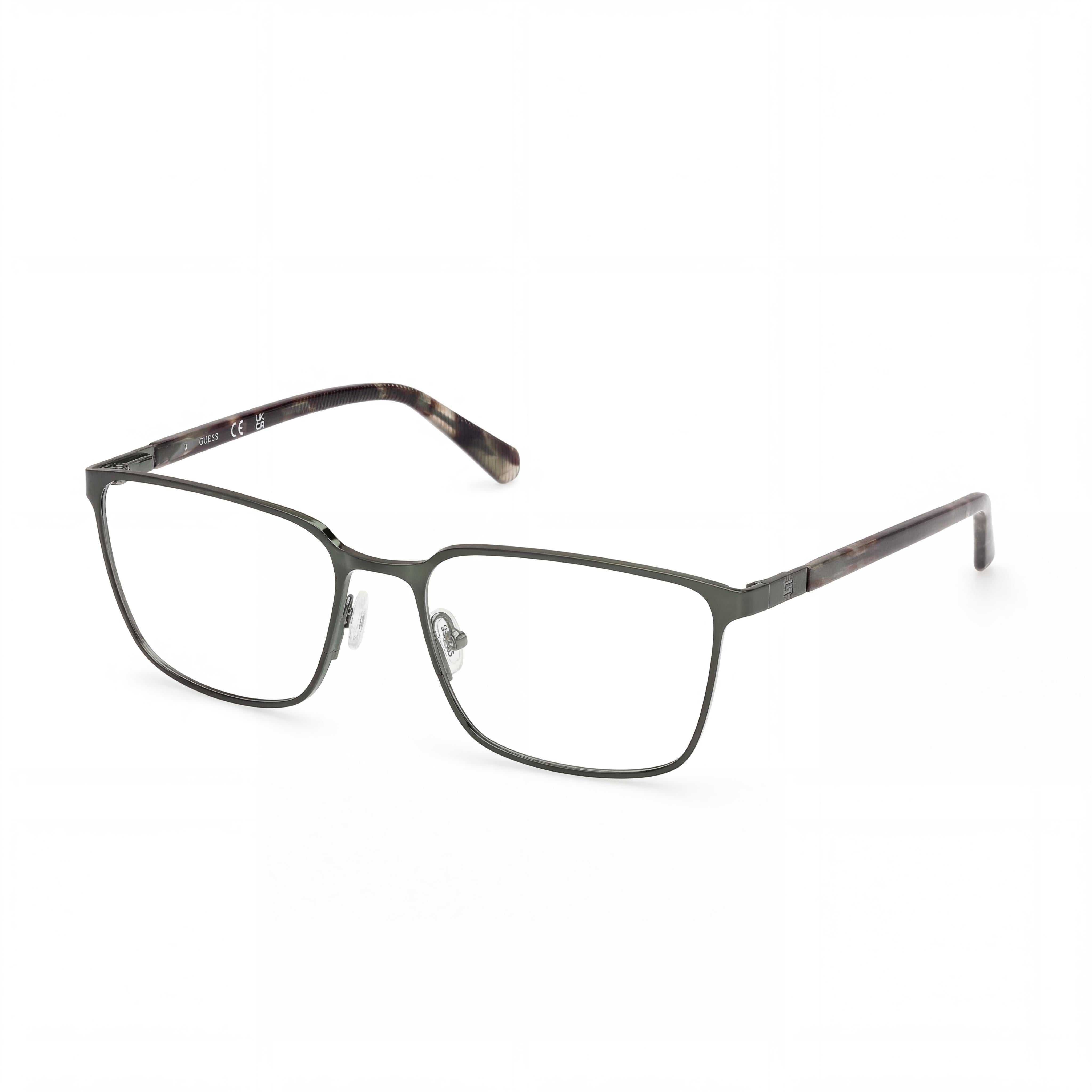 Guess Gu50243 Men's Metal Frame Eyewear Matte Dark Green & Shiny Dark Green 58-18-145, Photo 1