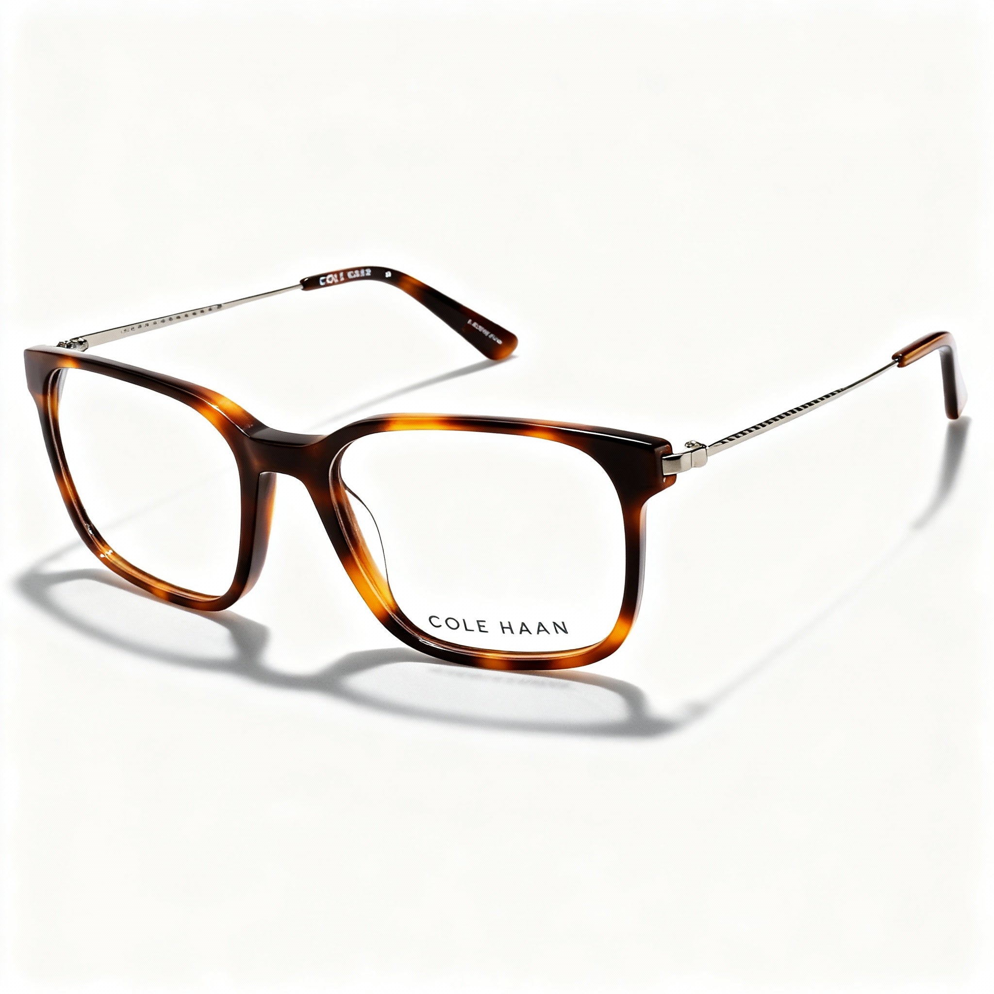 Cole Haan Ch4045 Men's Lightweight Metal Tortoise Frame Polarized Clear Lens Eyeglasses 53-18-140