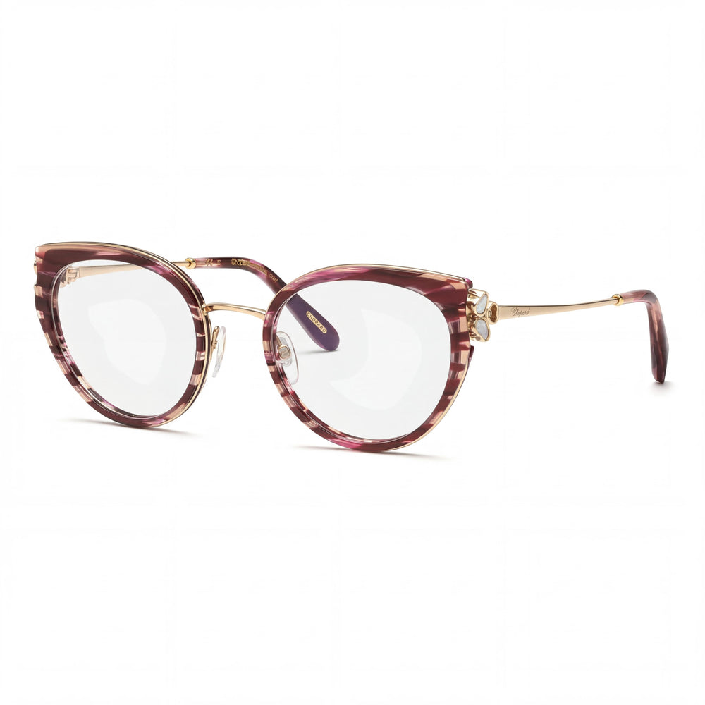 Chopard Casual Women's Acetate Frame Eyeglasses, Shiny Striped Burgundy, Non , 52mm Lens Width