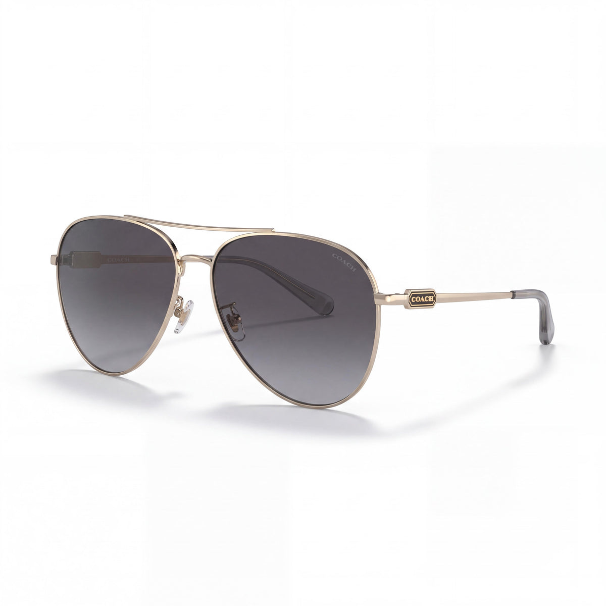 Coach HC7140 Women's Classic Composite Shiny Light Gold/Grey Gradient Frame Grey Gradient Non-Polarized UV Protected Sunglasses 61mm, Photo 1