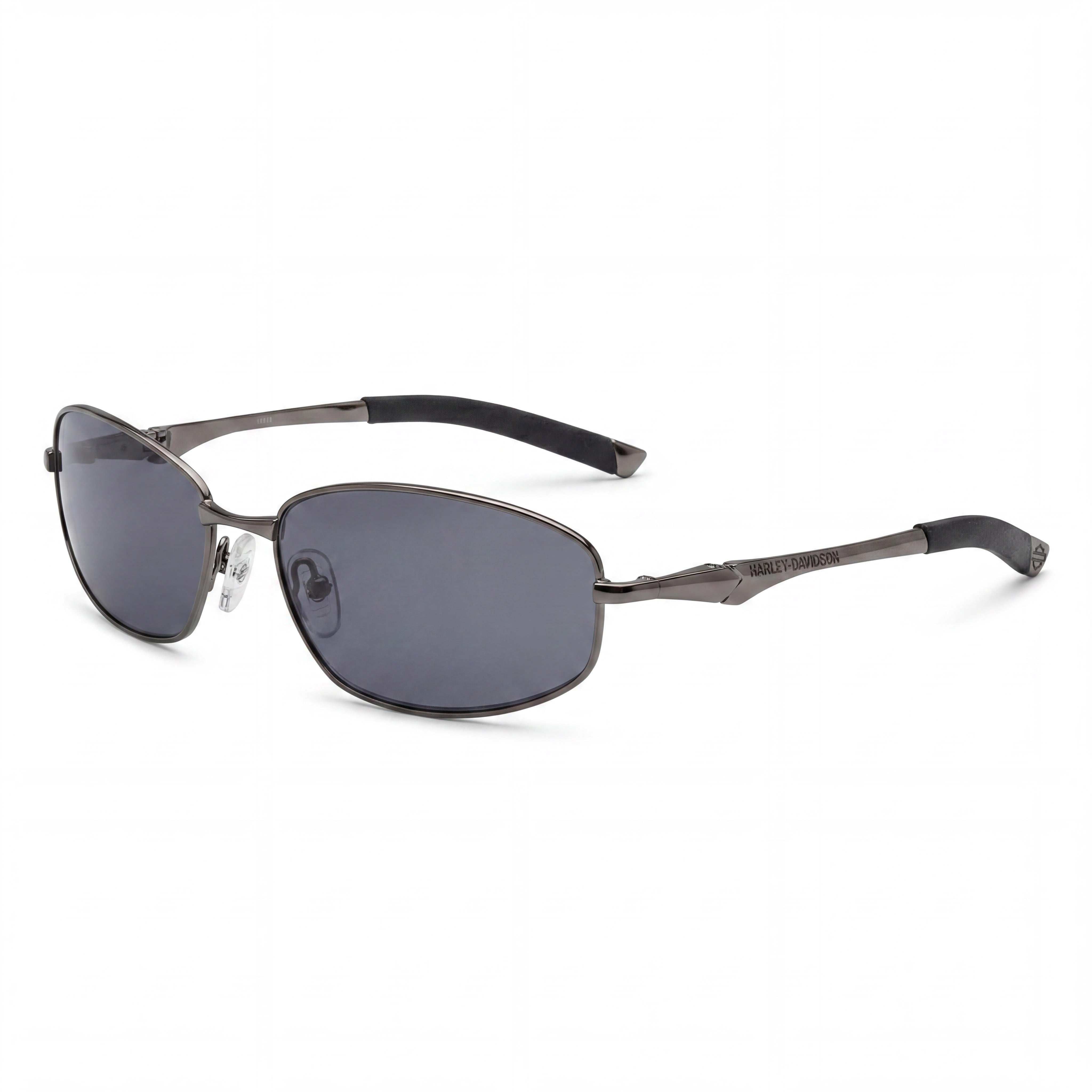 Gafas de sol Harley-Davidson clásicas para hombre, de metal, montura completa ovalada, negras y grises, lente gris, 59-16-120mm, Photo 1