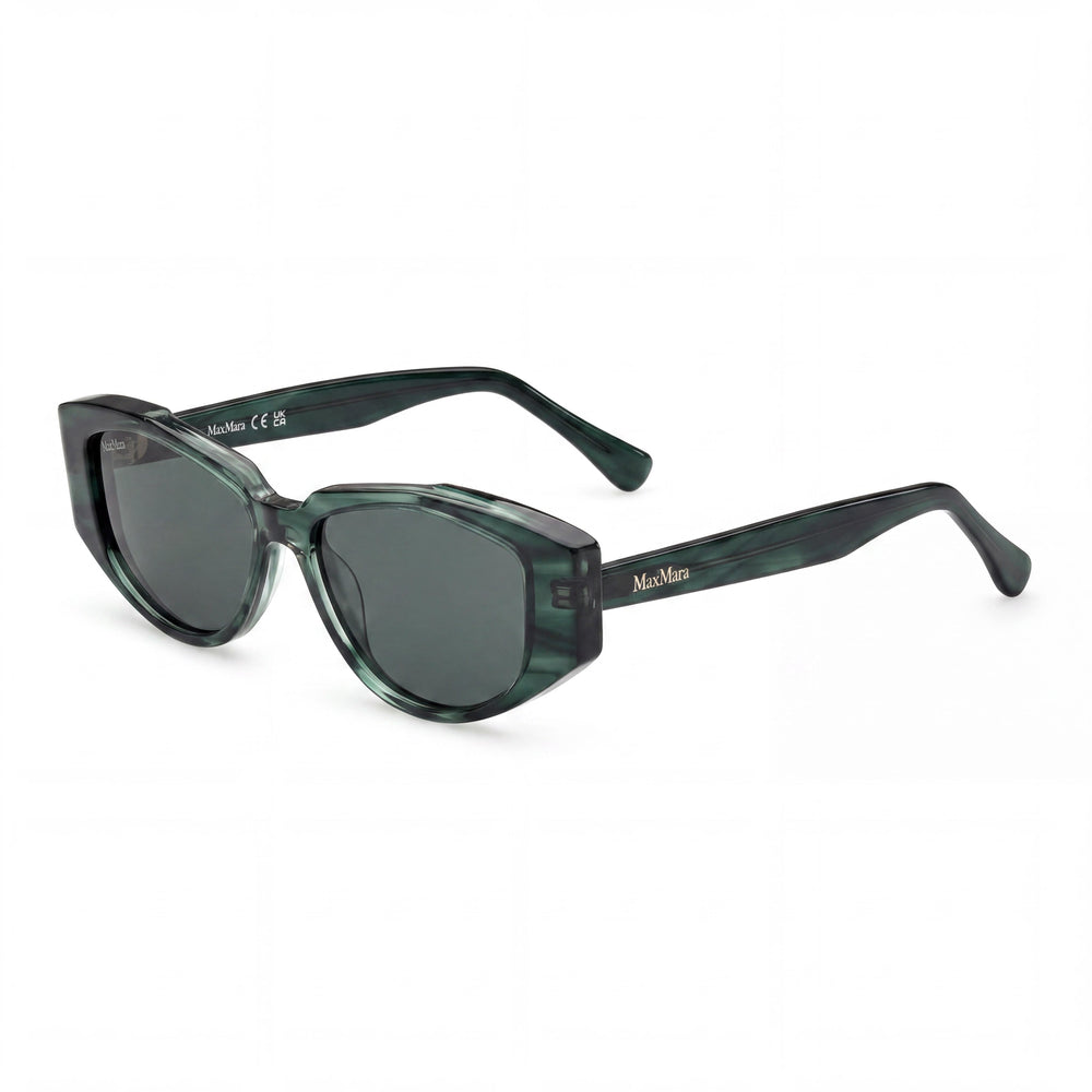 Gafas de sol informales MaxMara para mujer con montura de acetato verde oscuro, lentes verdes y protección UV 400 de 52 mm
