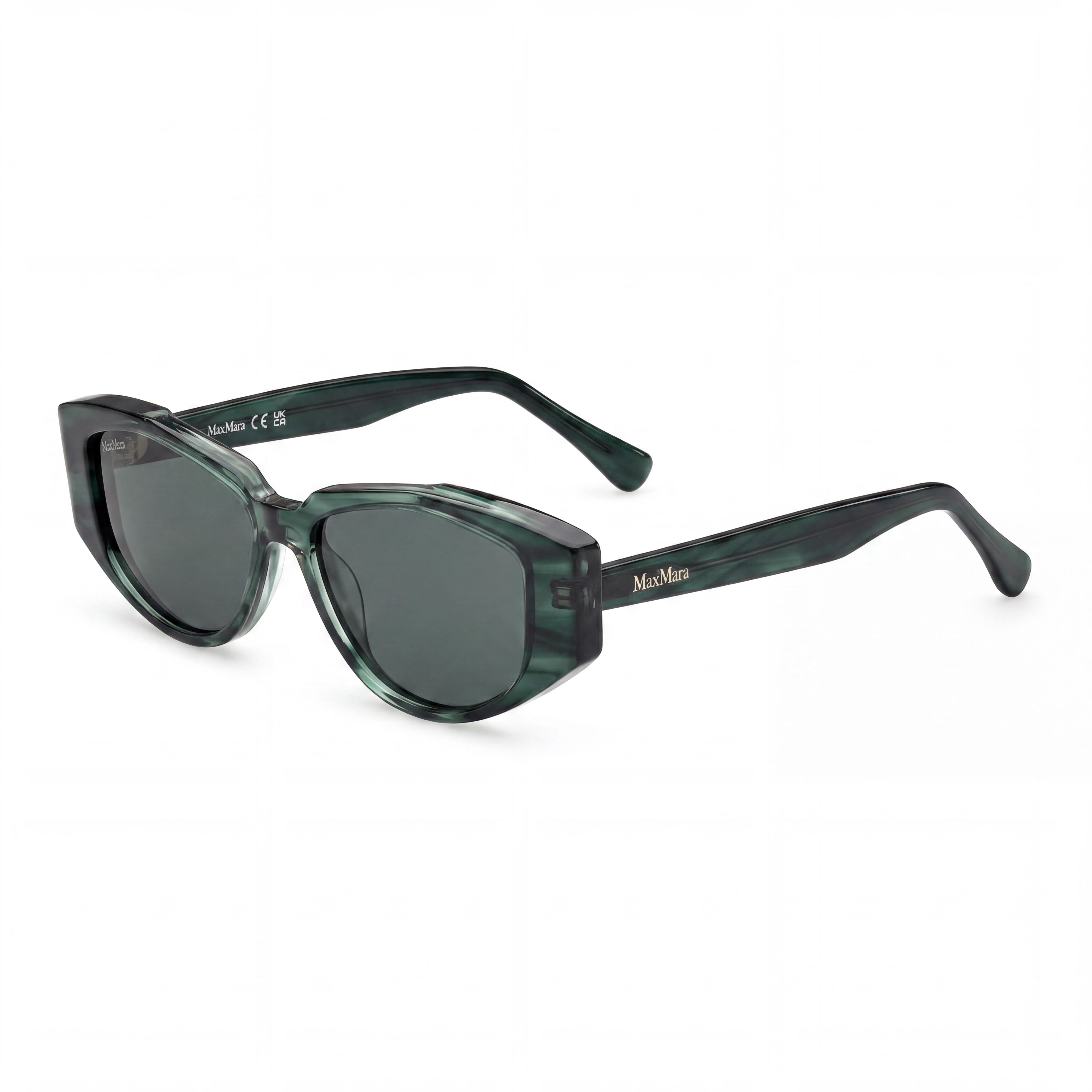 Gafas de sol informales MaxMara para mujer con montura de acetato verde oscuro, lentes verdes y protección UV 400 de 52 mm, Photo 1
