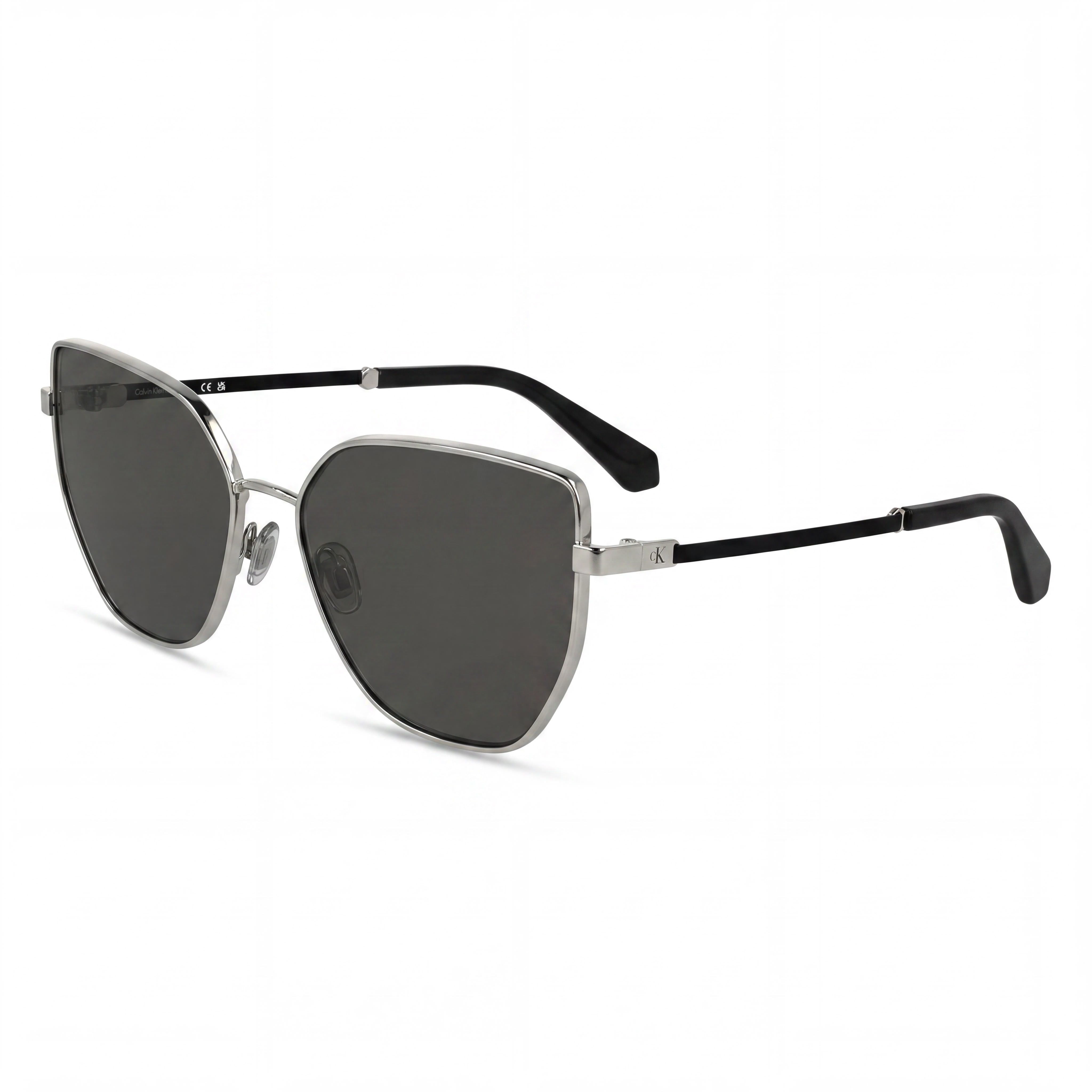 Gafas de sol Calvin Klein Jeans Ckj25209s de mariposa de metal plateado para mujer con lentes grises no polarizadas con protección UV de 57mm, Photo 1