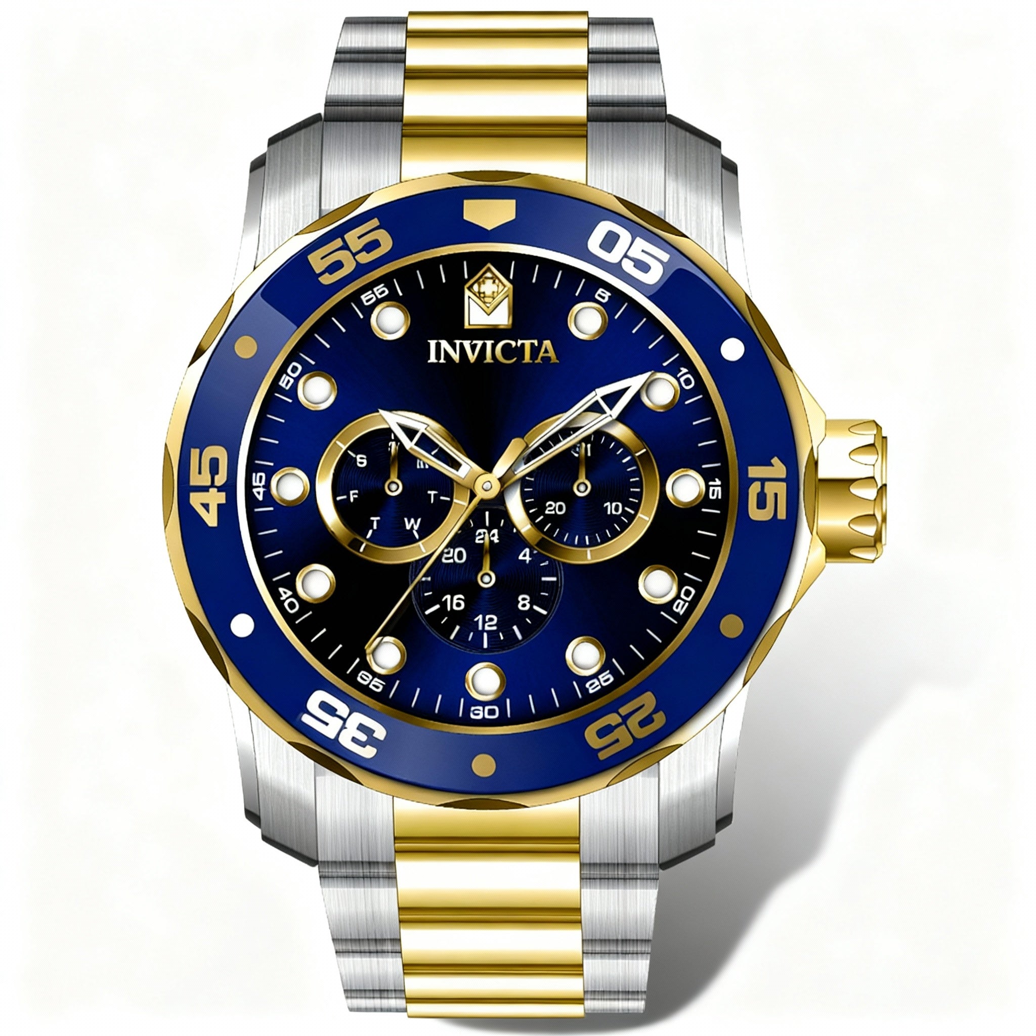Invicta Men's Pro Diver 45724 Blue Dial Stainless Steel Quartz Stop Watch Flame Fusion 48mm